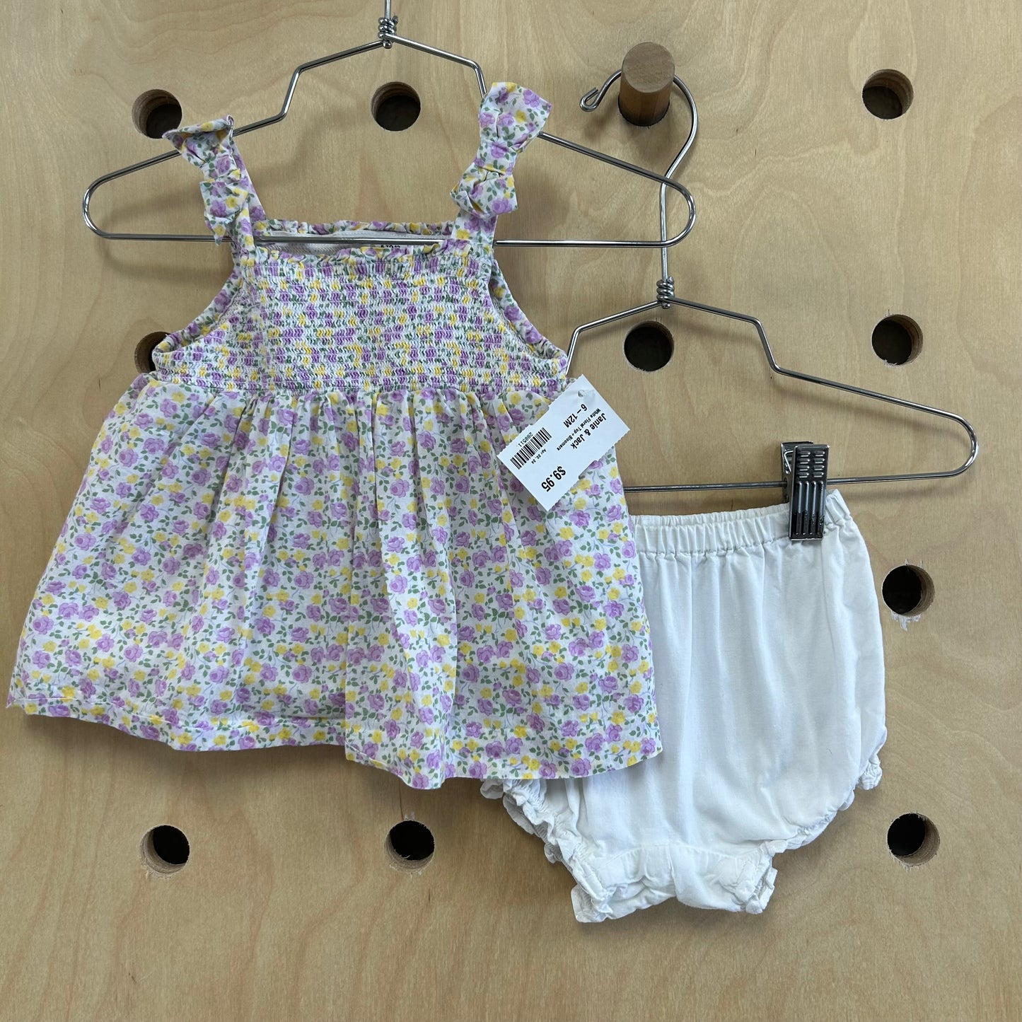 White Floral Top+Bloomers