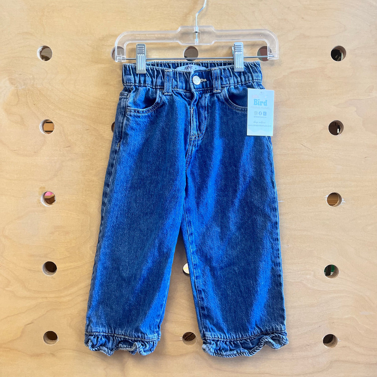Ruffle Cuff Elastic Waist Denim