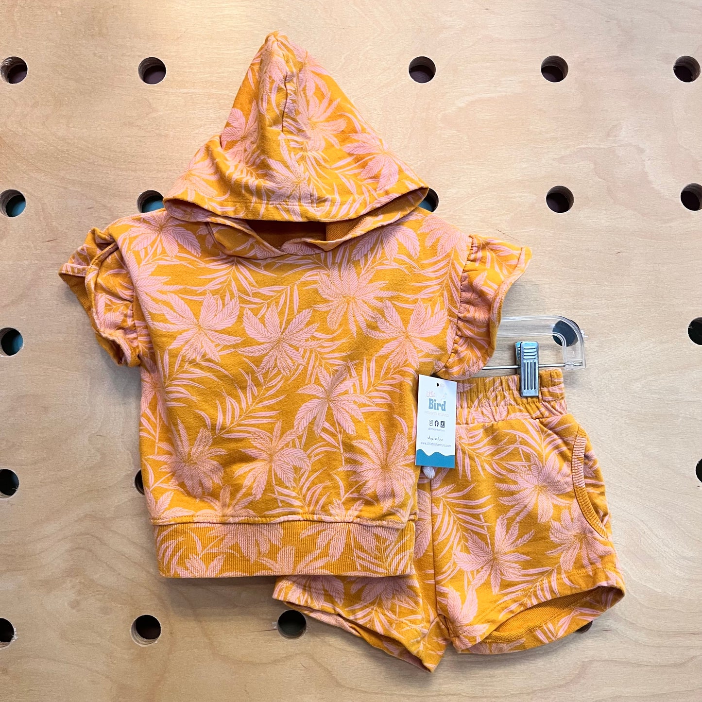 Yellow/Pink Palm Hooded Outfit