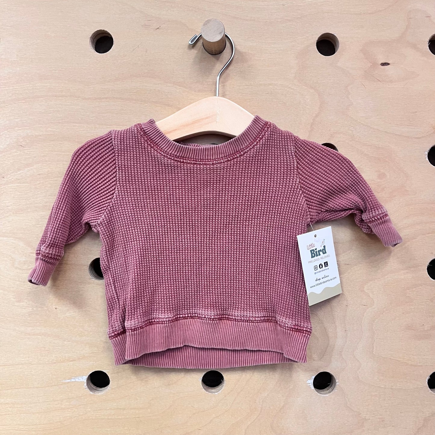 Red Waffle Knit LS