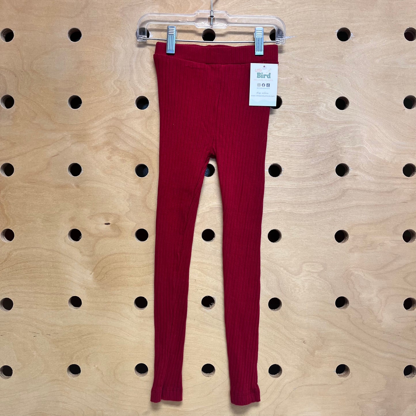 Red Ribbed Organic Leggings