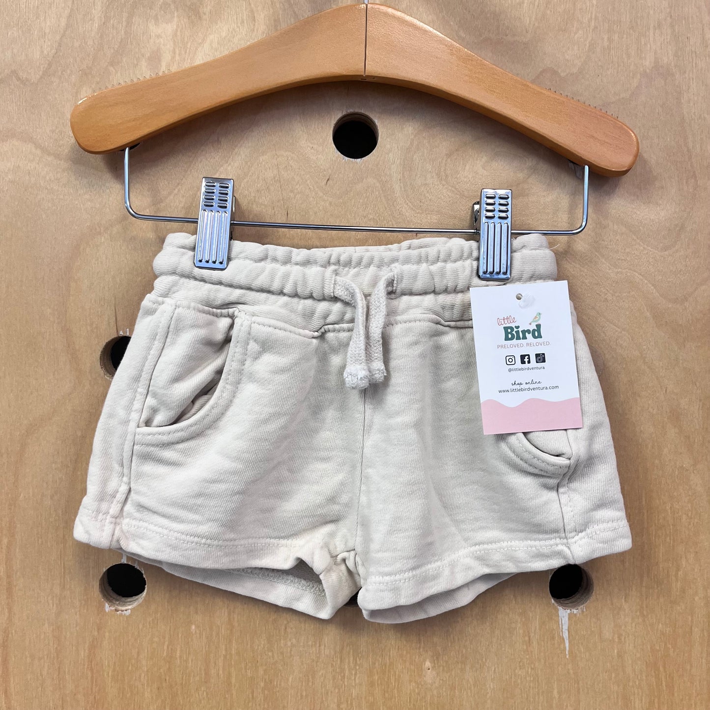 Cream Drawstring Shorts