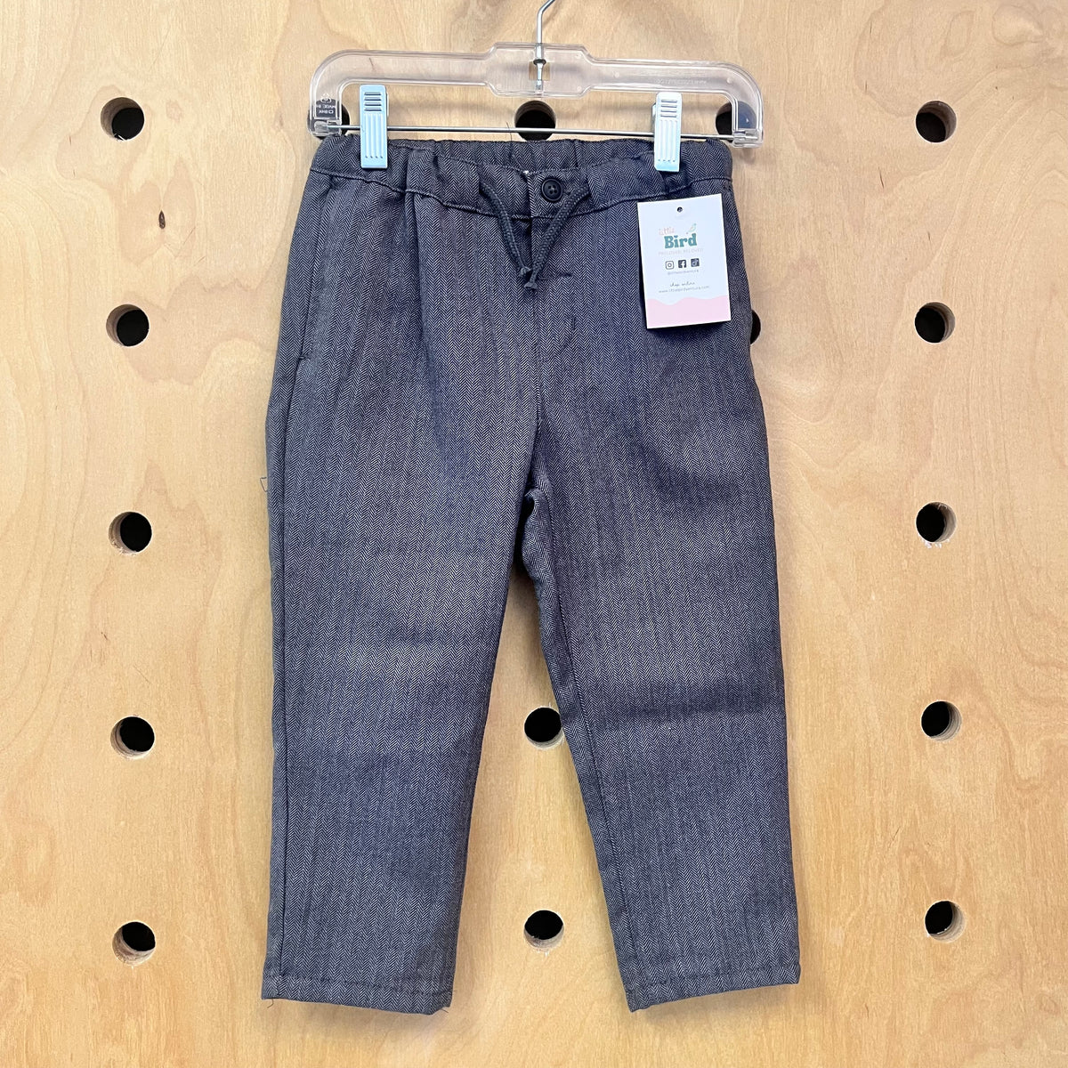 Grey Drawstring Button Pants