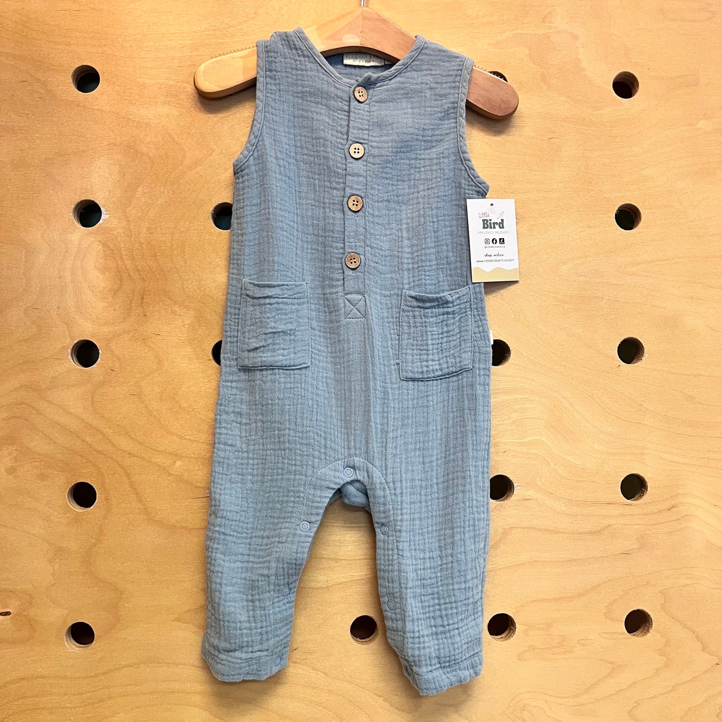 Organic Blue Gauze Romper
