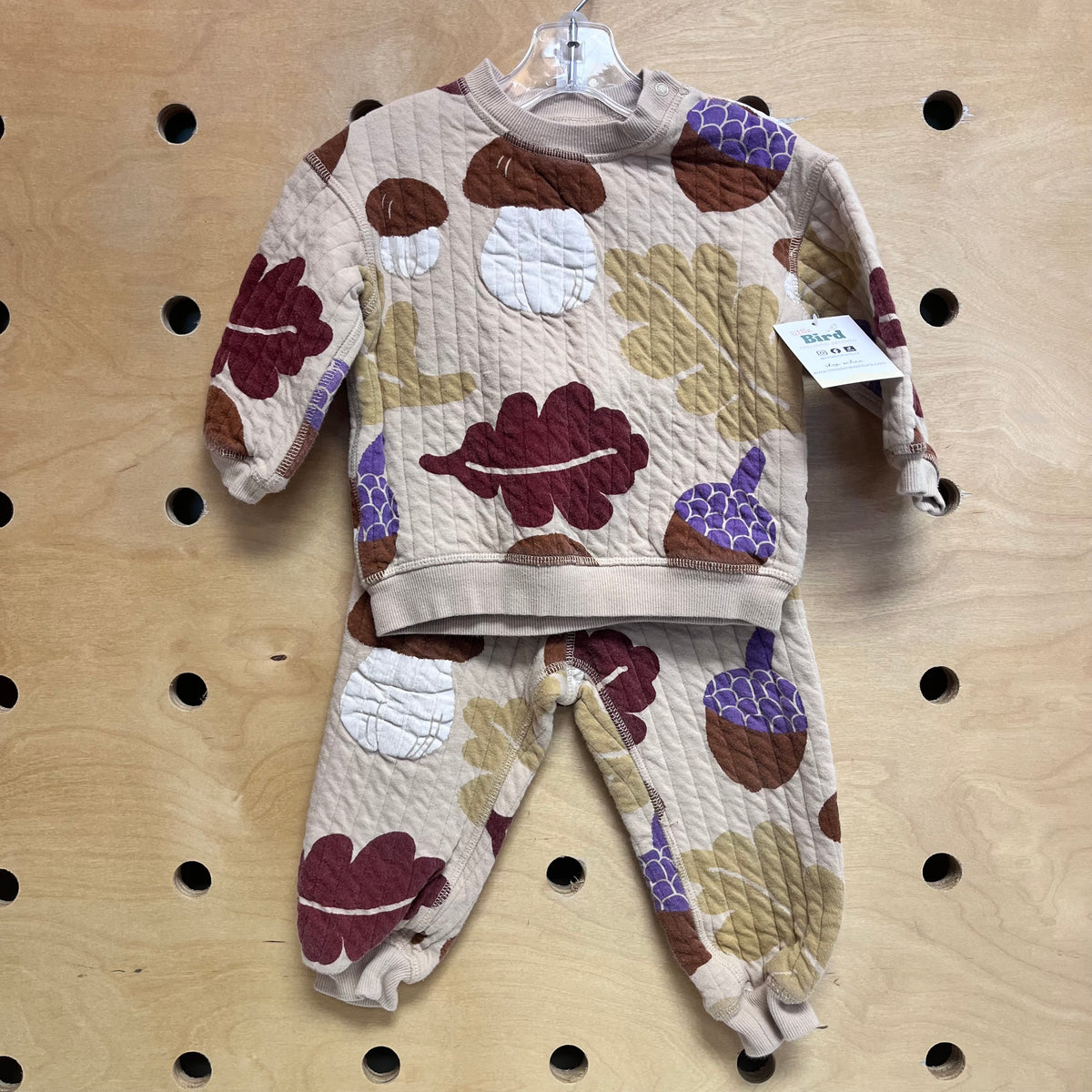Beige Fall Mushoroom Quilted Outfit