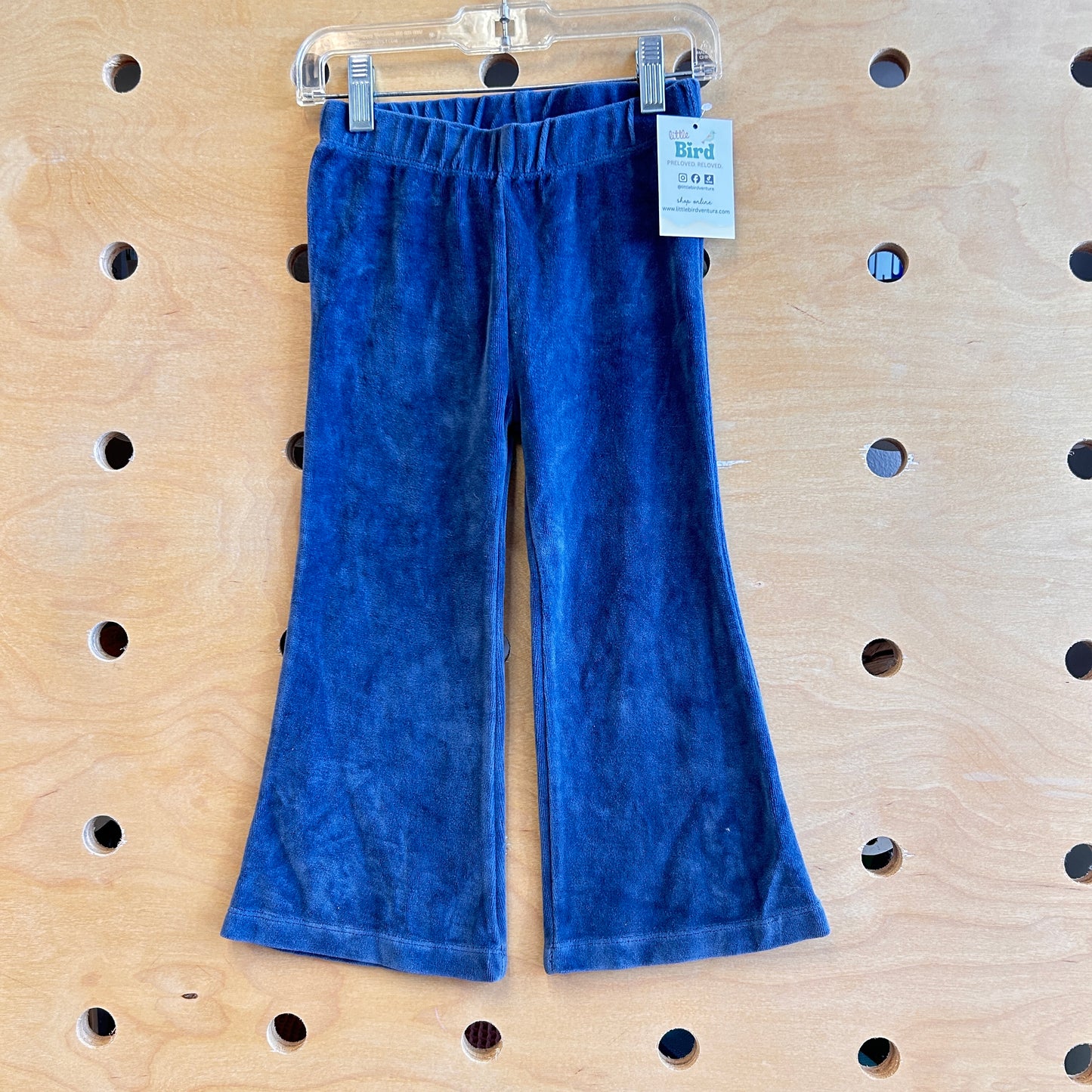 Blue Velour Organic Flare Pants