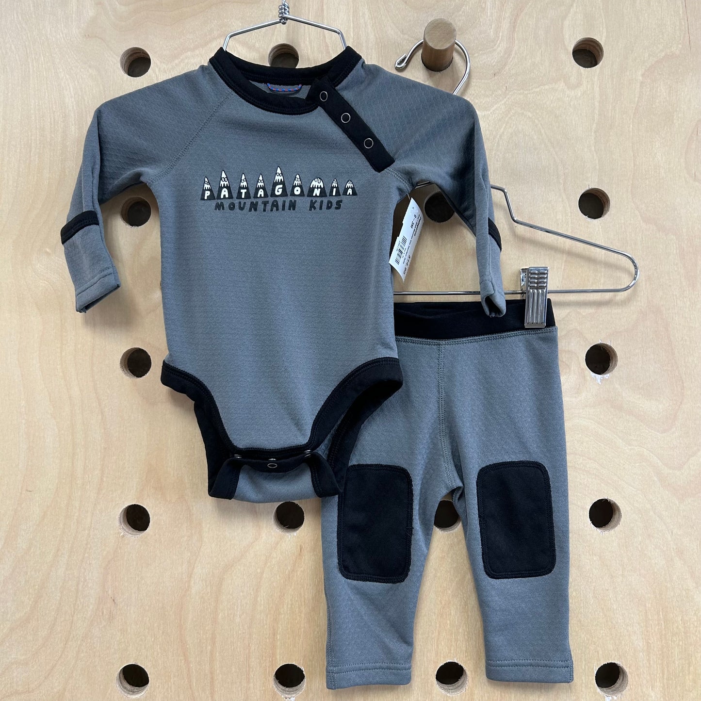 Grey+Black Mountain Kids Baselayer Outfit