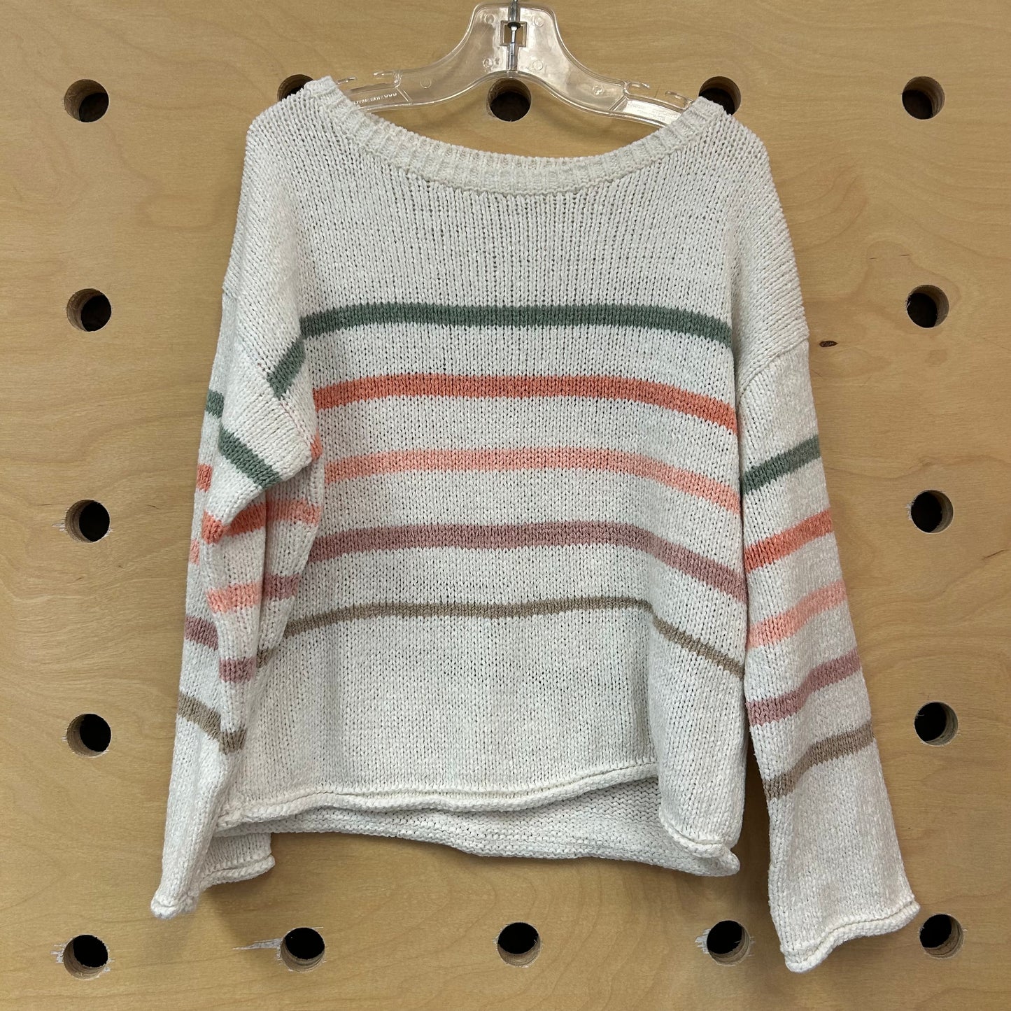 Cream Striped Knit Sweater