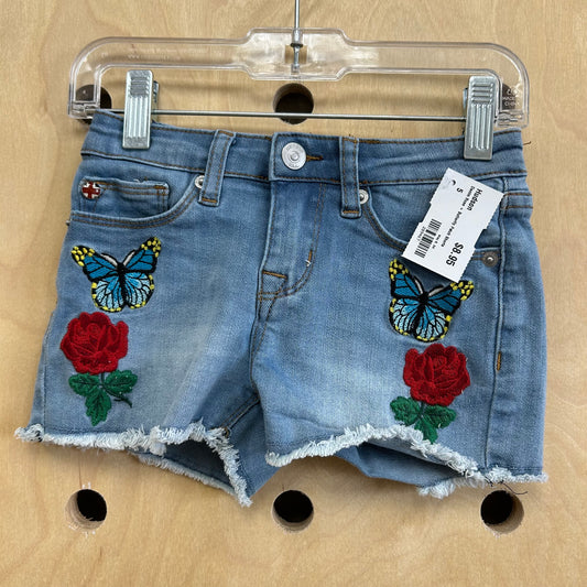 Denim Rose + Butterfly Patch Shorts
