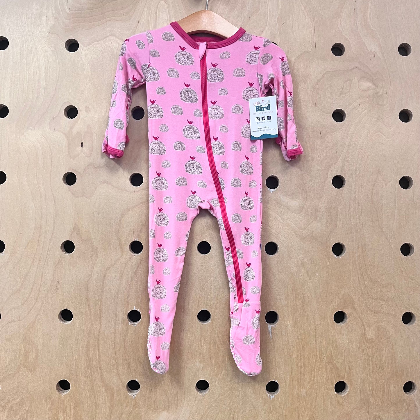 Pink Bird Nest Bamboo Zippy