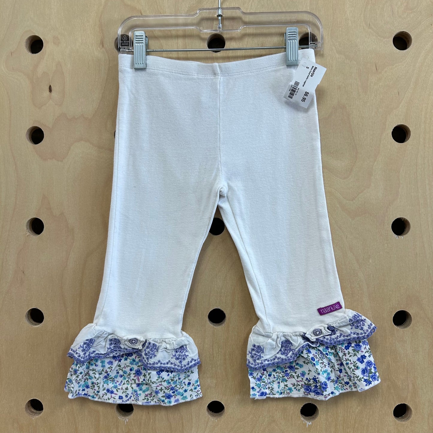 White Floral Ruffle Leggings