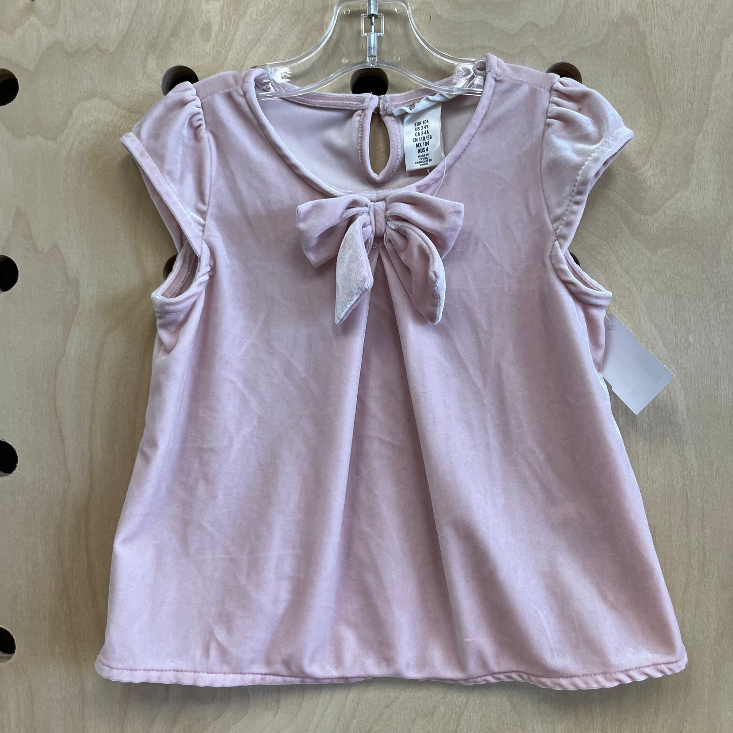 Pink Velour Bow Top