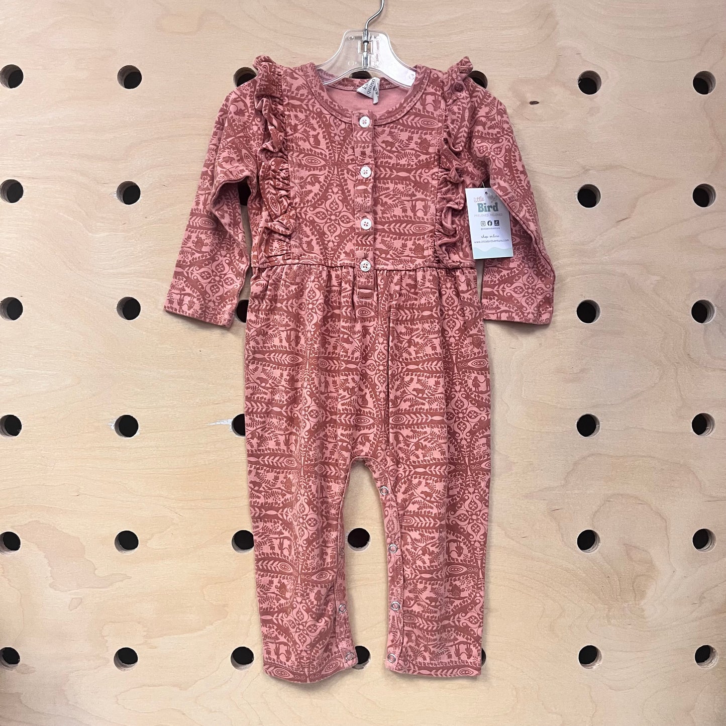 Organic Peach Paisley Garden Romper
