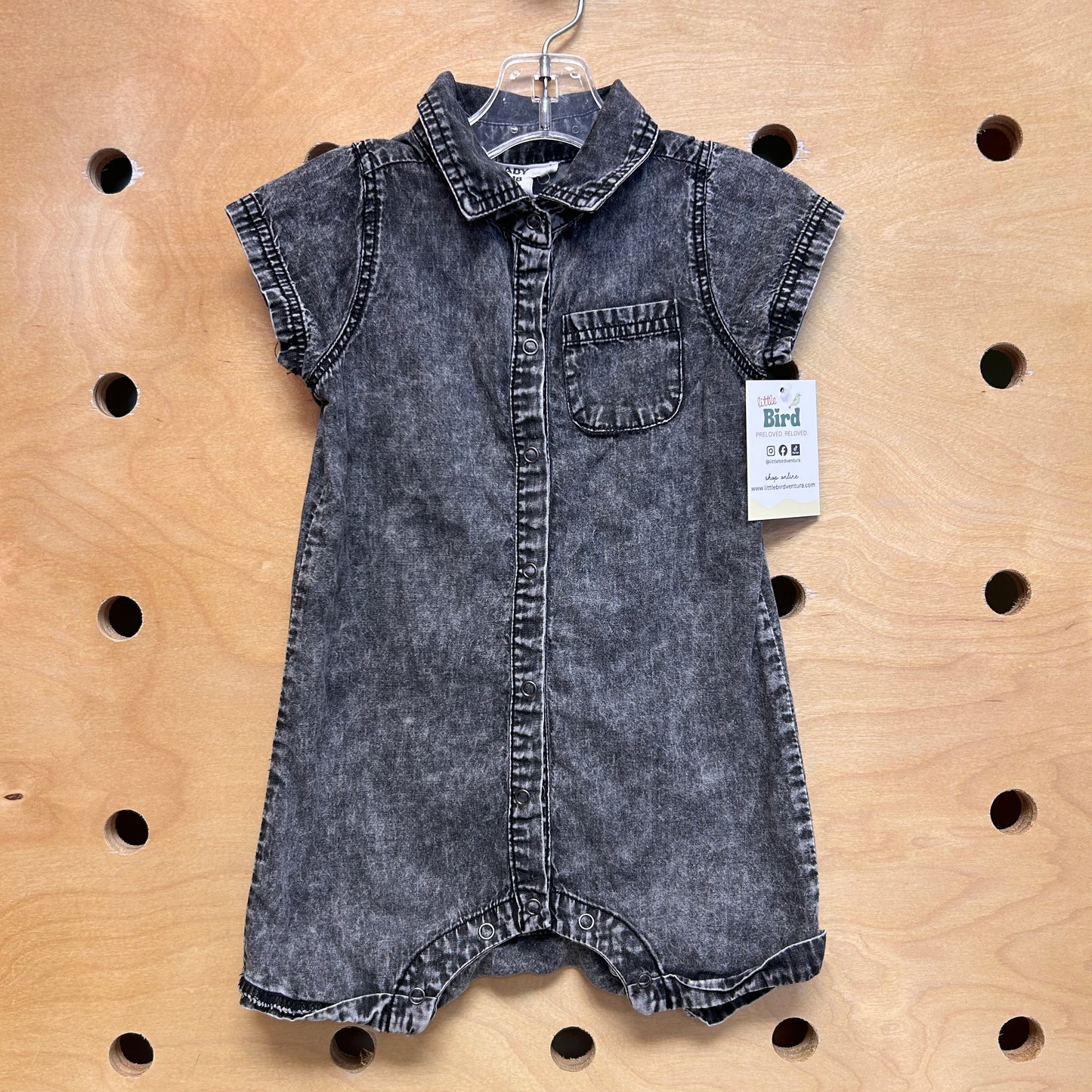 Black Collared Snap Romper