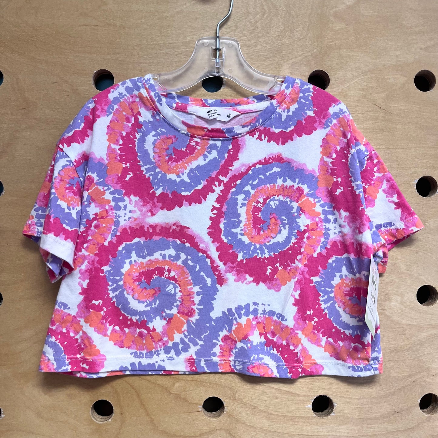 White Pin Tie Dye Boxy Crop Tee