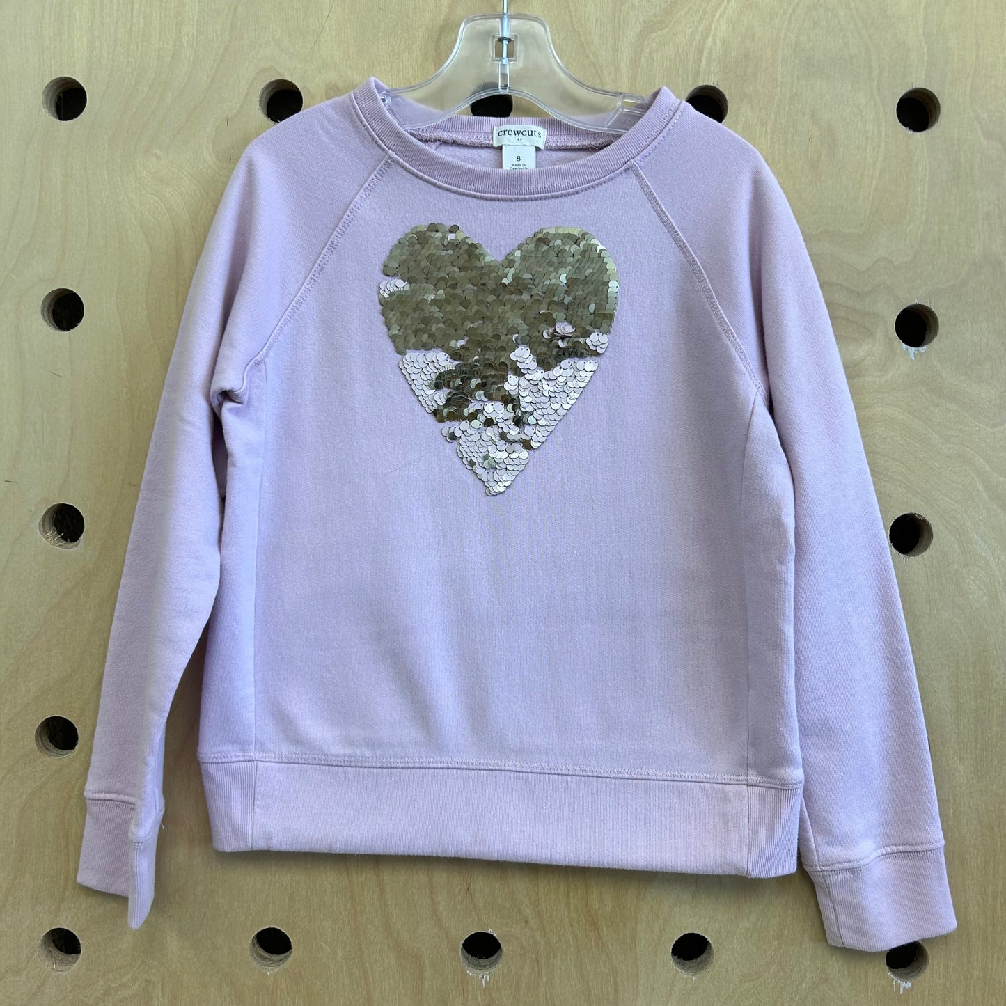 Pink Heart Flip Sequins Crewneck