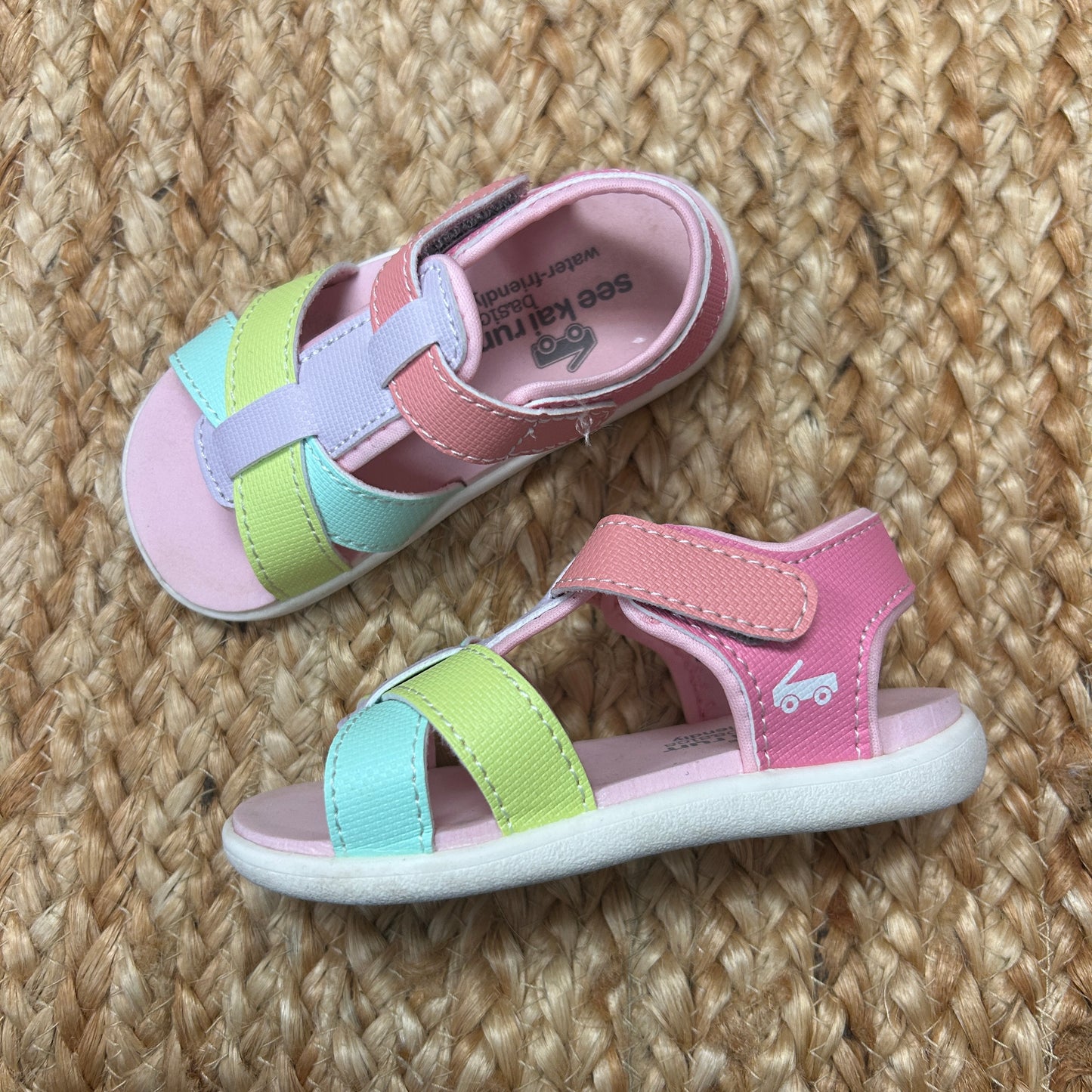 Pastel Color Block Velcro Sandals