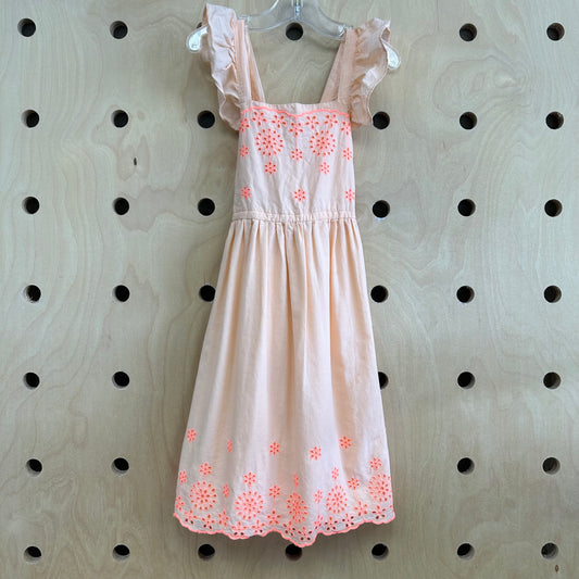 Peach Cutout Trim Dress