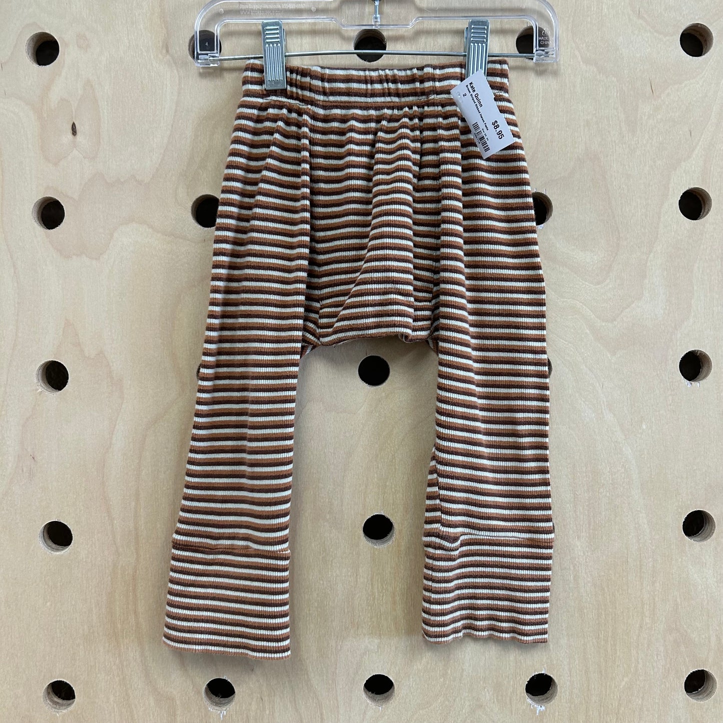 Brown Striped Ribbed Harem Pants