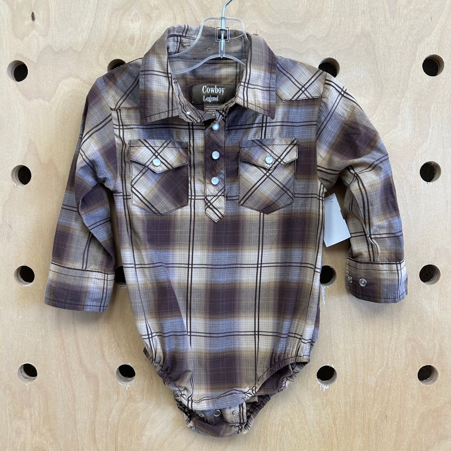 Brown Plaid Western Bodysuit