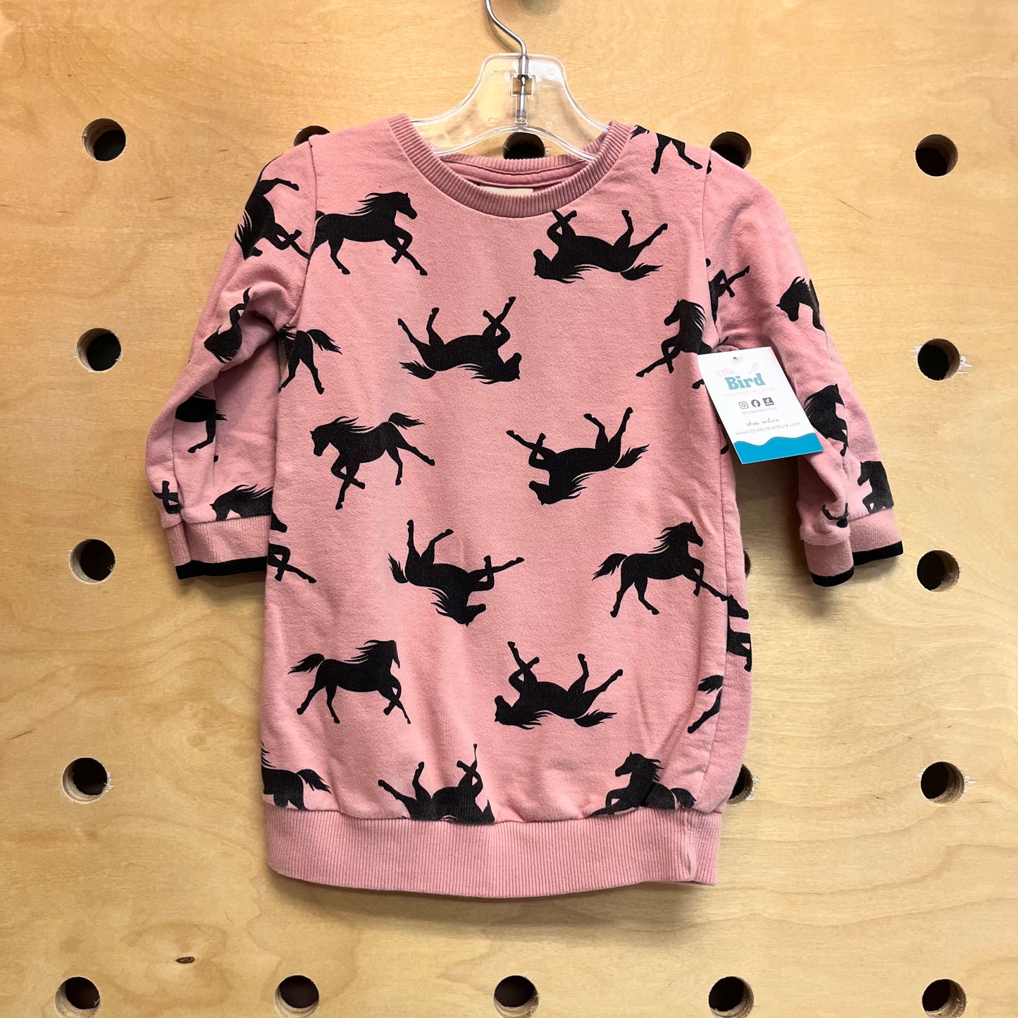 Pink & Black Horses French Terry Dress