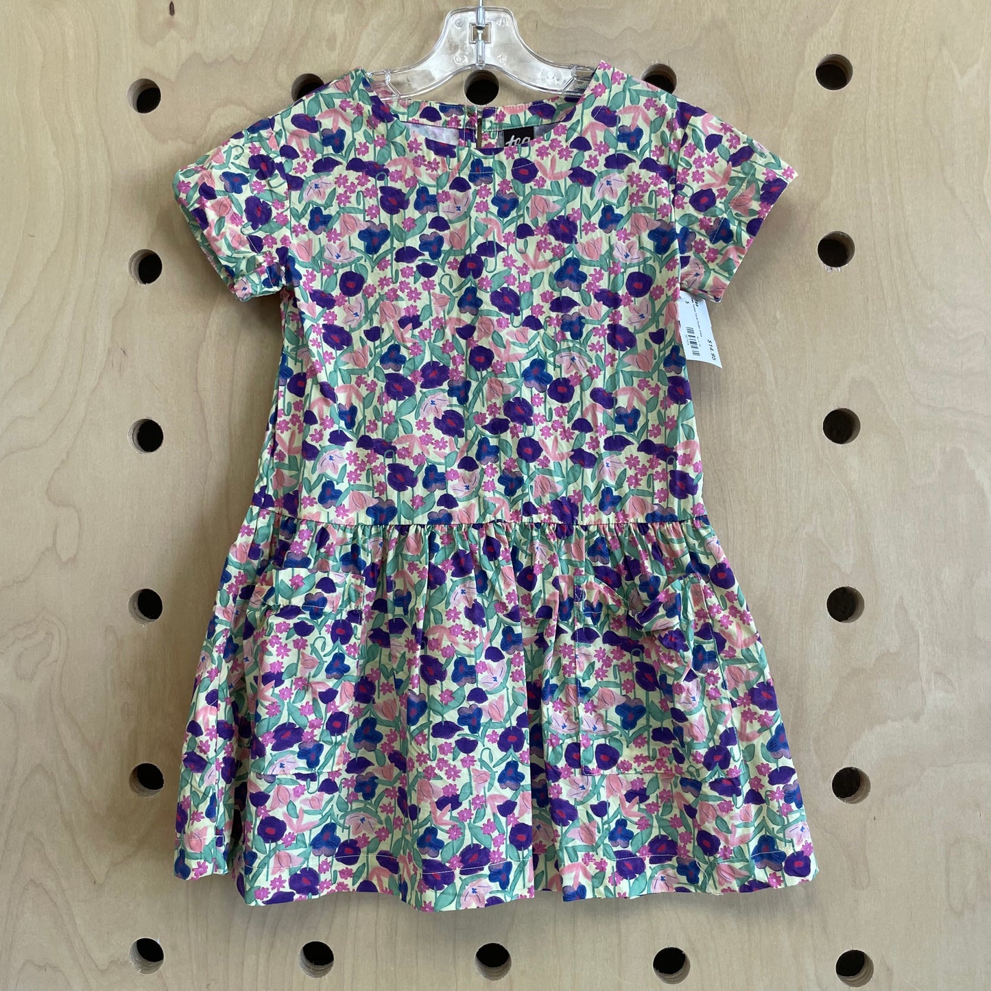 Pale Yellow Floral Pocket Dress