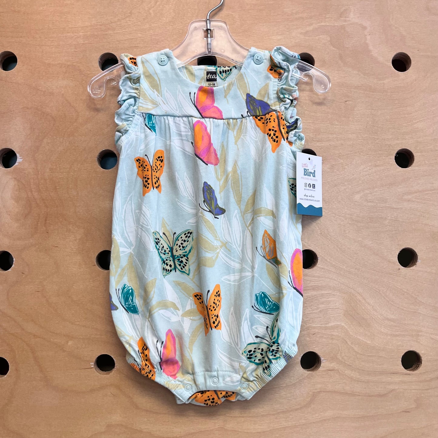 Blue Butterflies Cotton Bubble Romper
