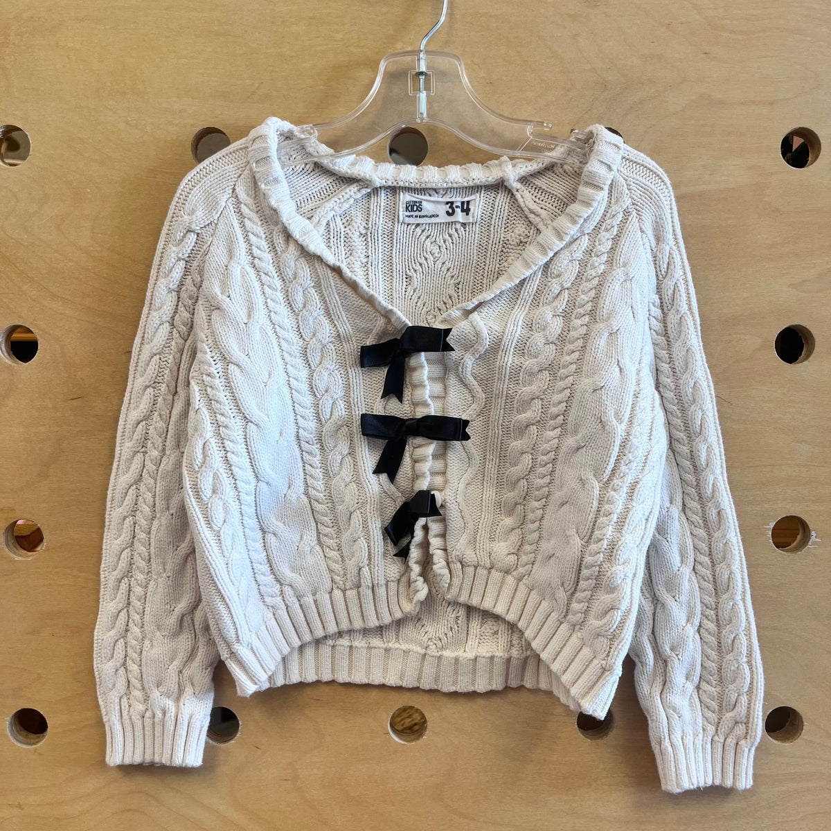 Cream/Black Bows Knit Sweater