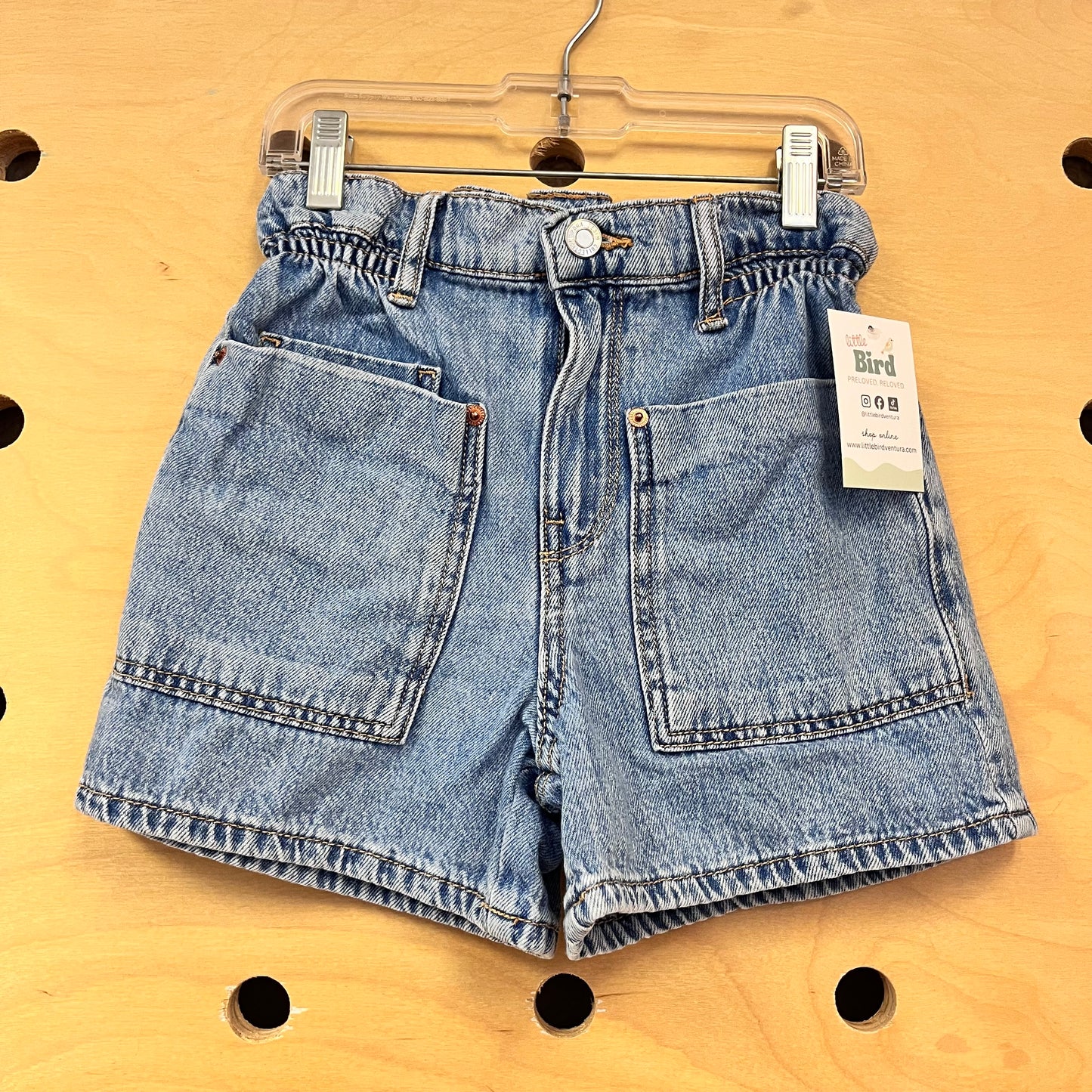 Paper Bag Waist Pocket Denim Shorts