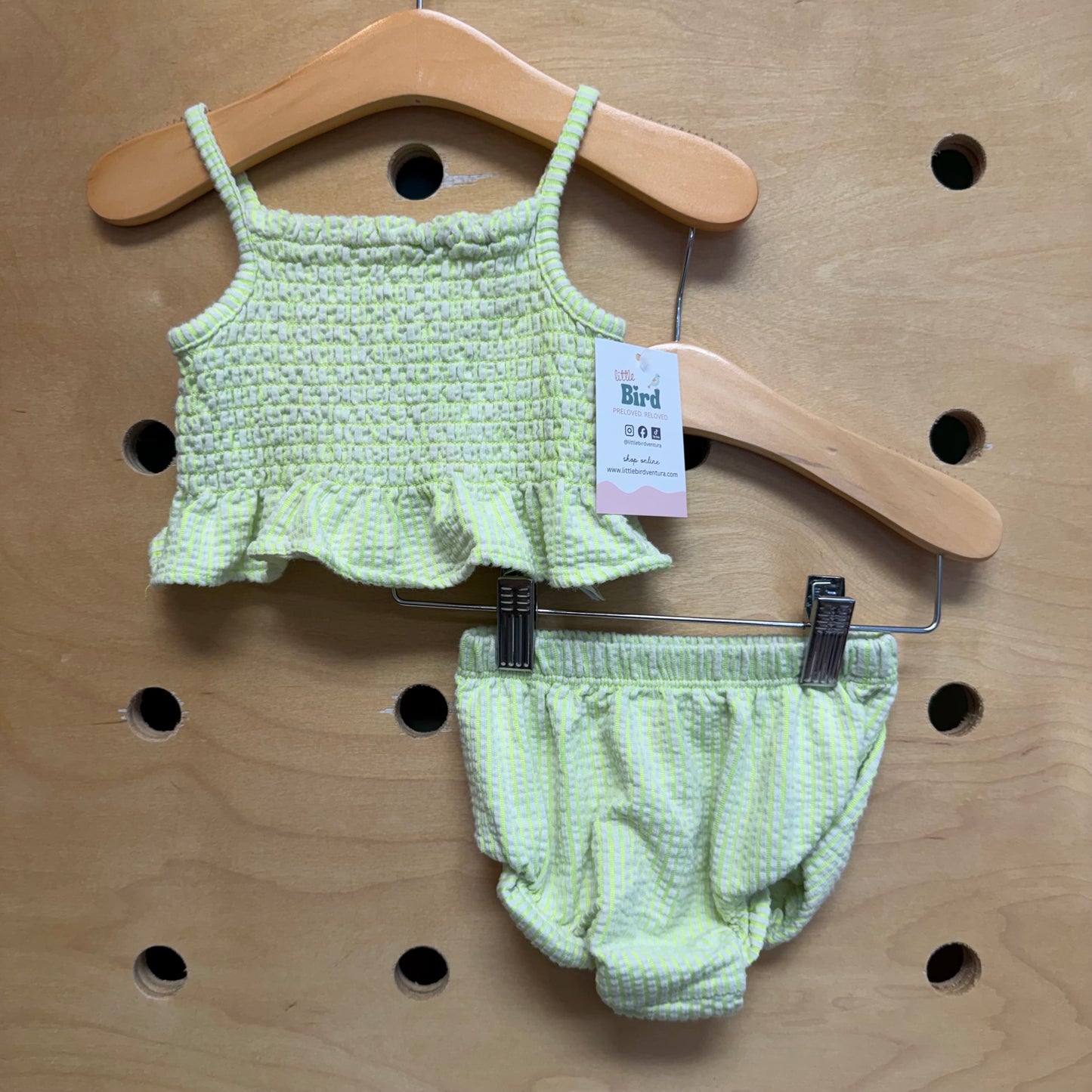White/Green Smocked Outfit