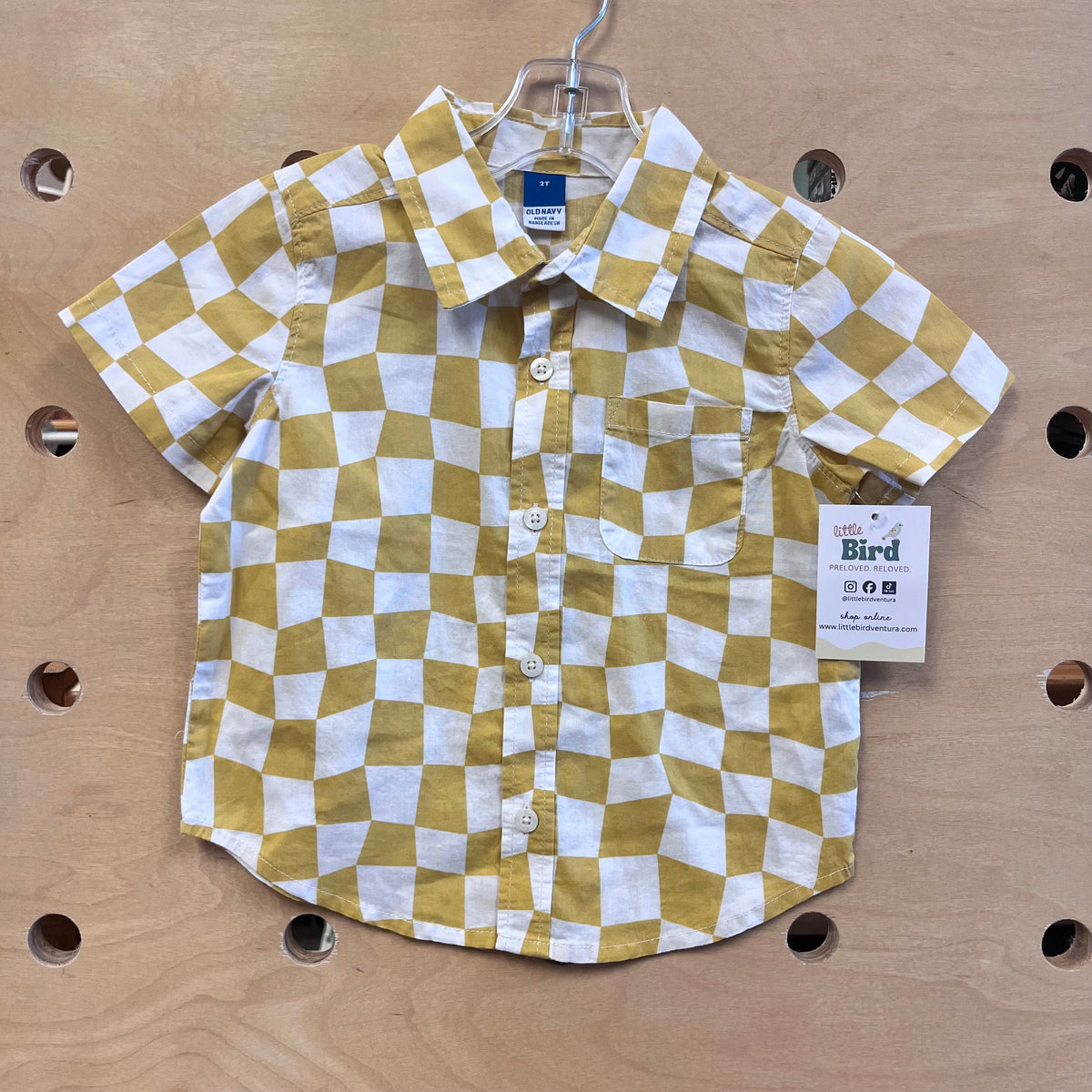 Yellow/White Checkered Button Up