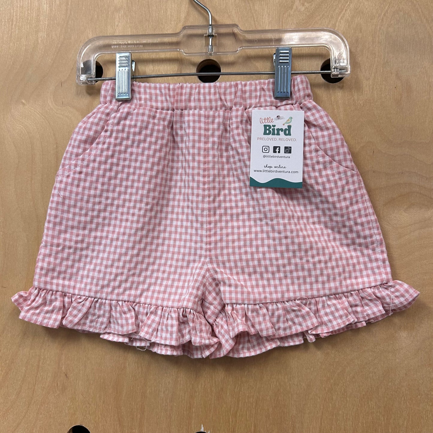 Pink Gingham Ruffle Shorts