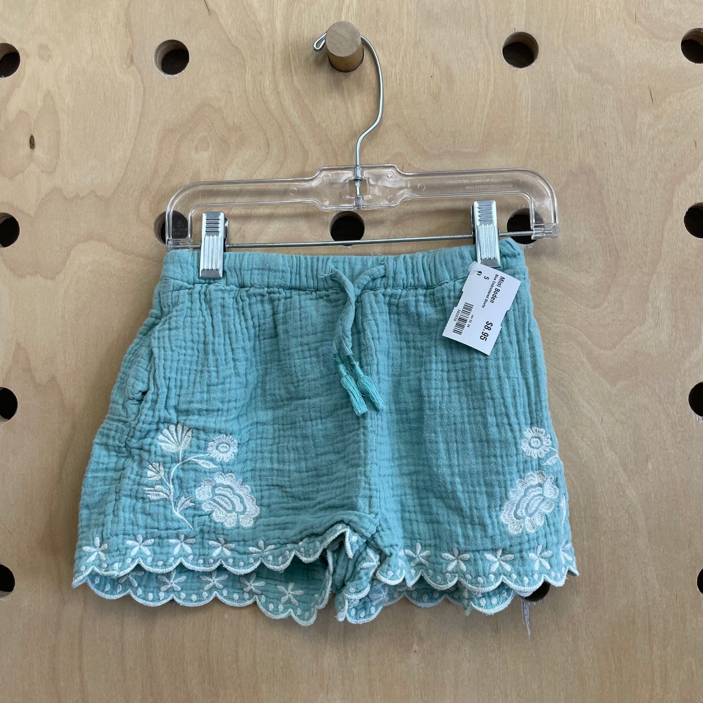 Blue Embroidered Shorts