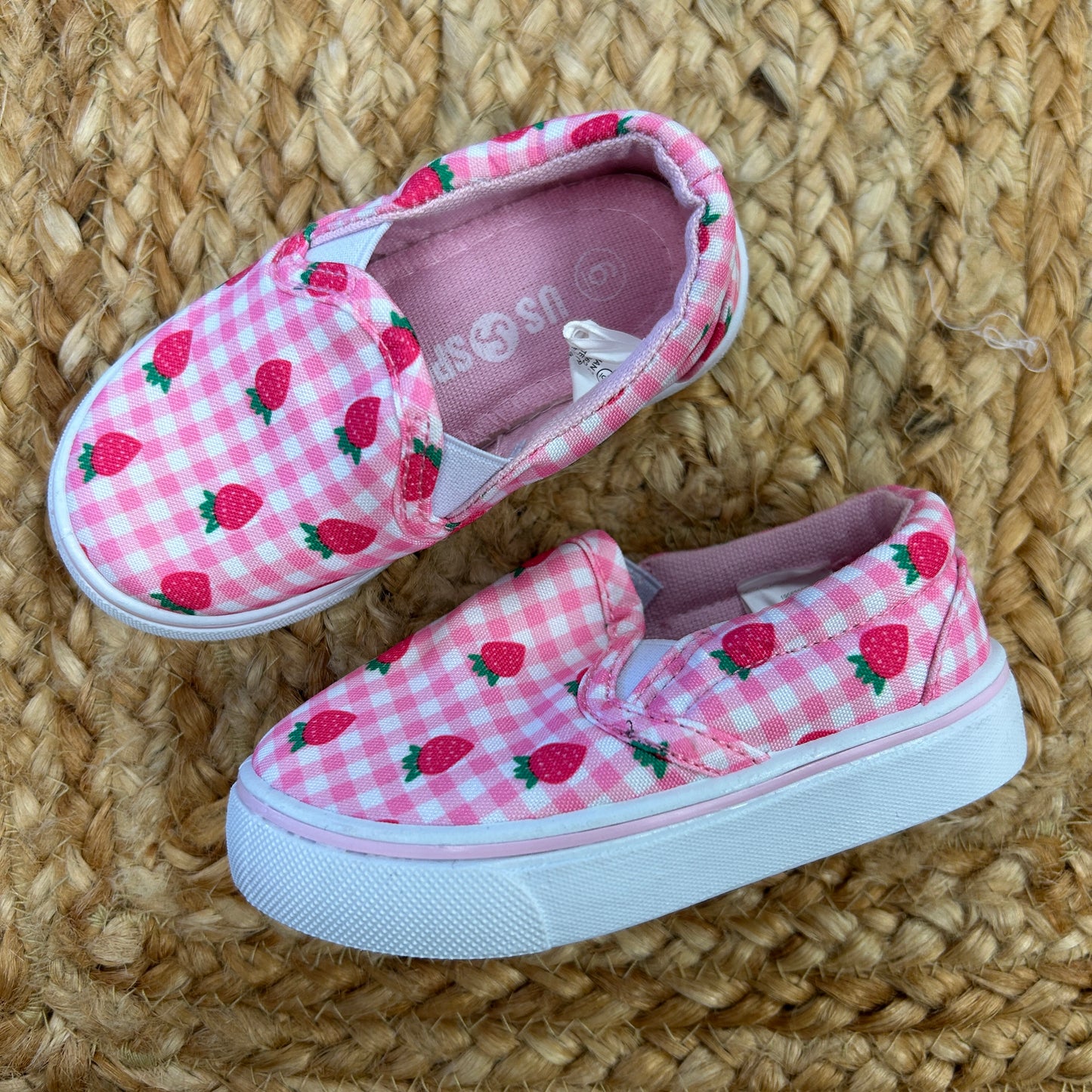 Pink Strawberry Slip Ons