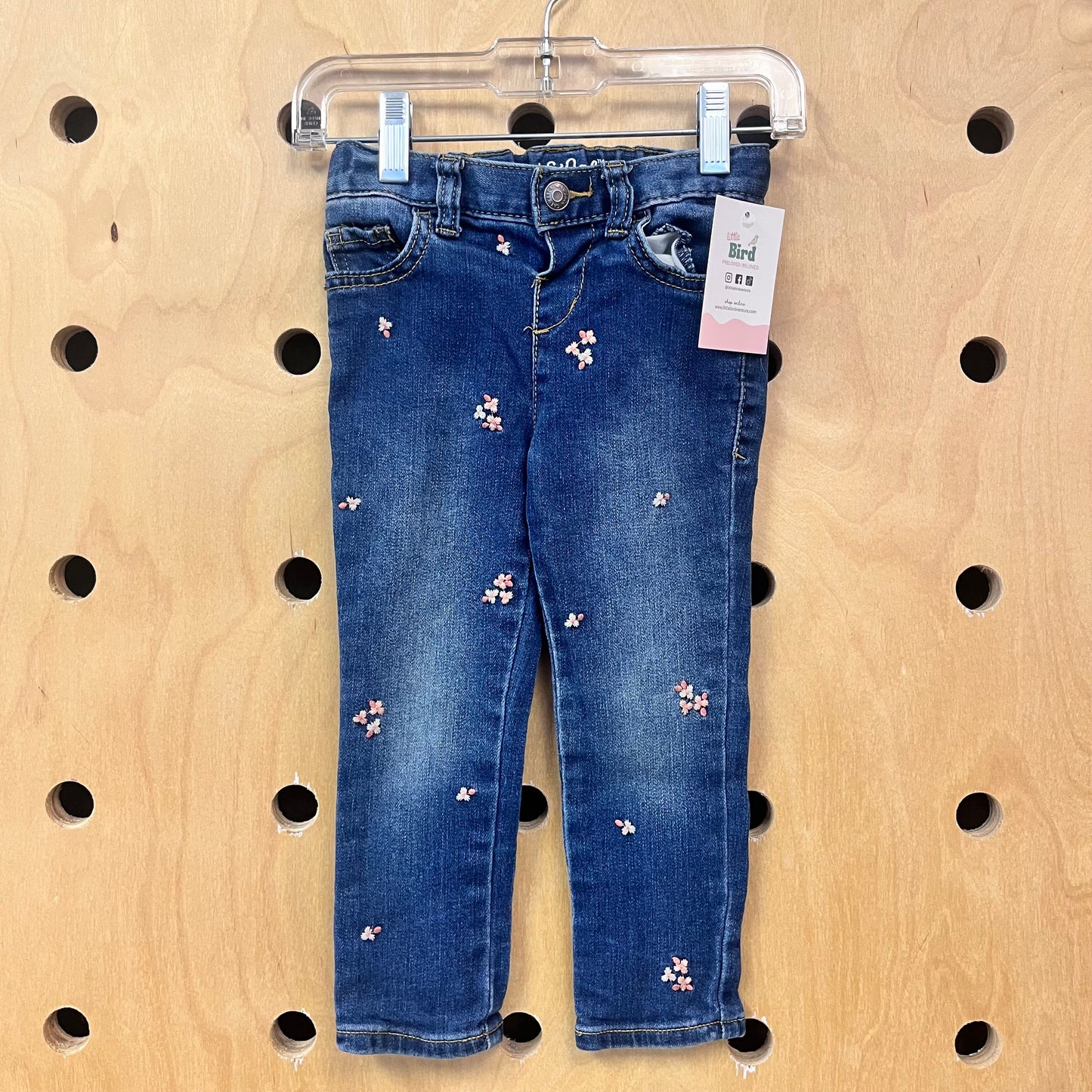 Embroidered Floral Denim