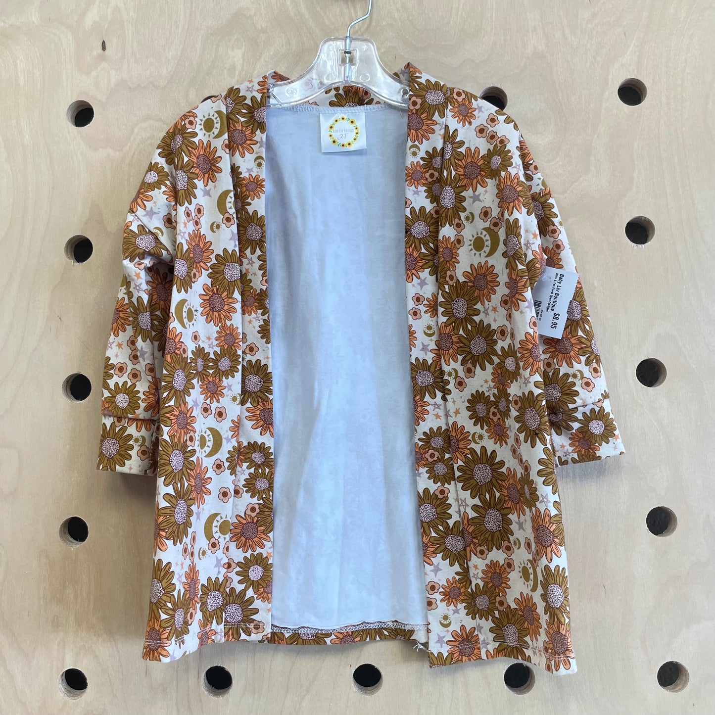 Olive & Tan Floral Open Cardigan