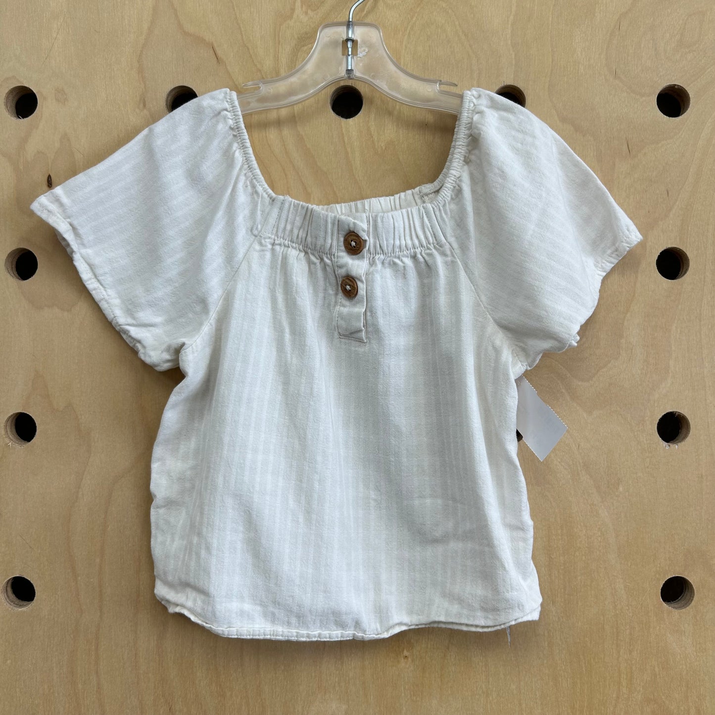 White Wood Button Top