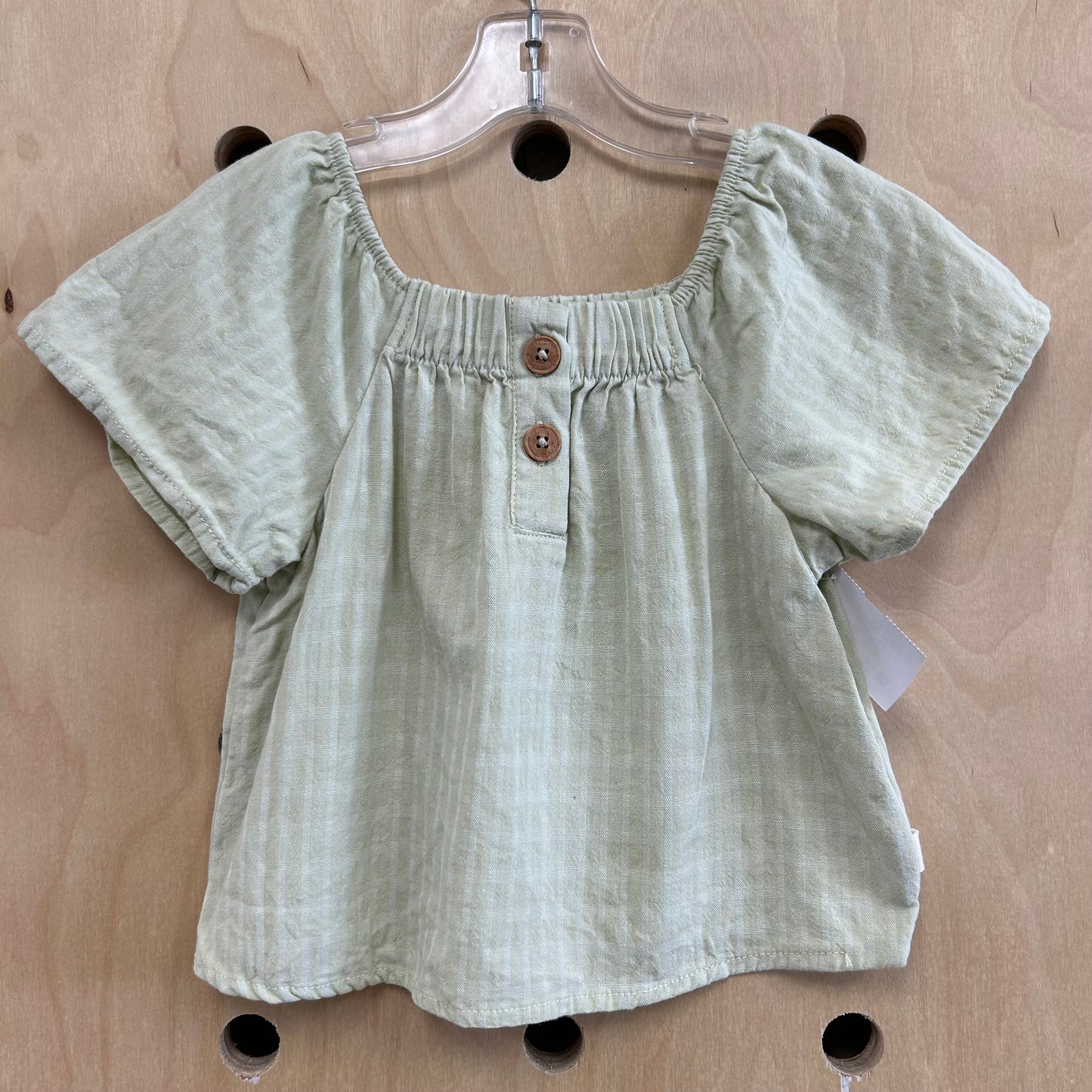 Green Wood Button Top
