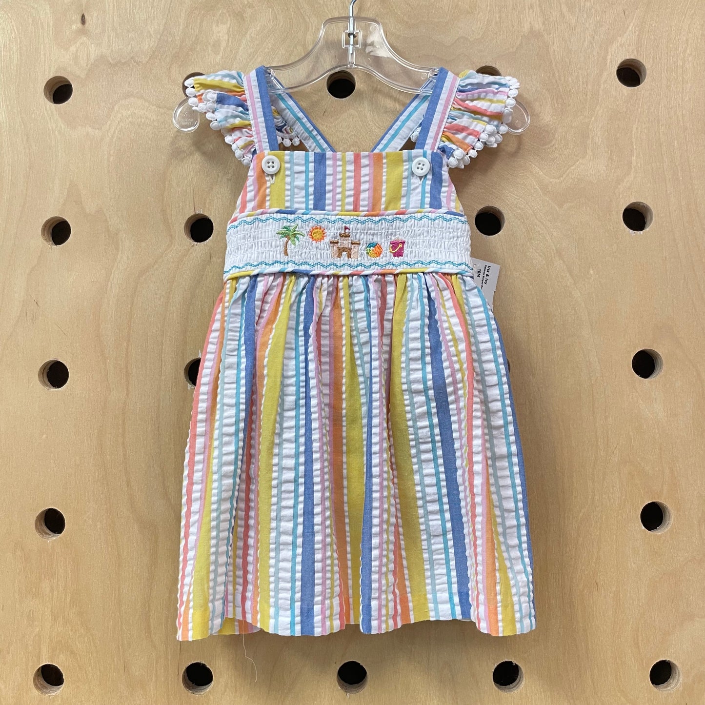 Rainbow Striped Beach Scene Dress