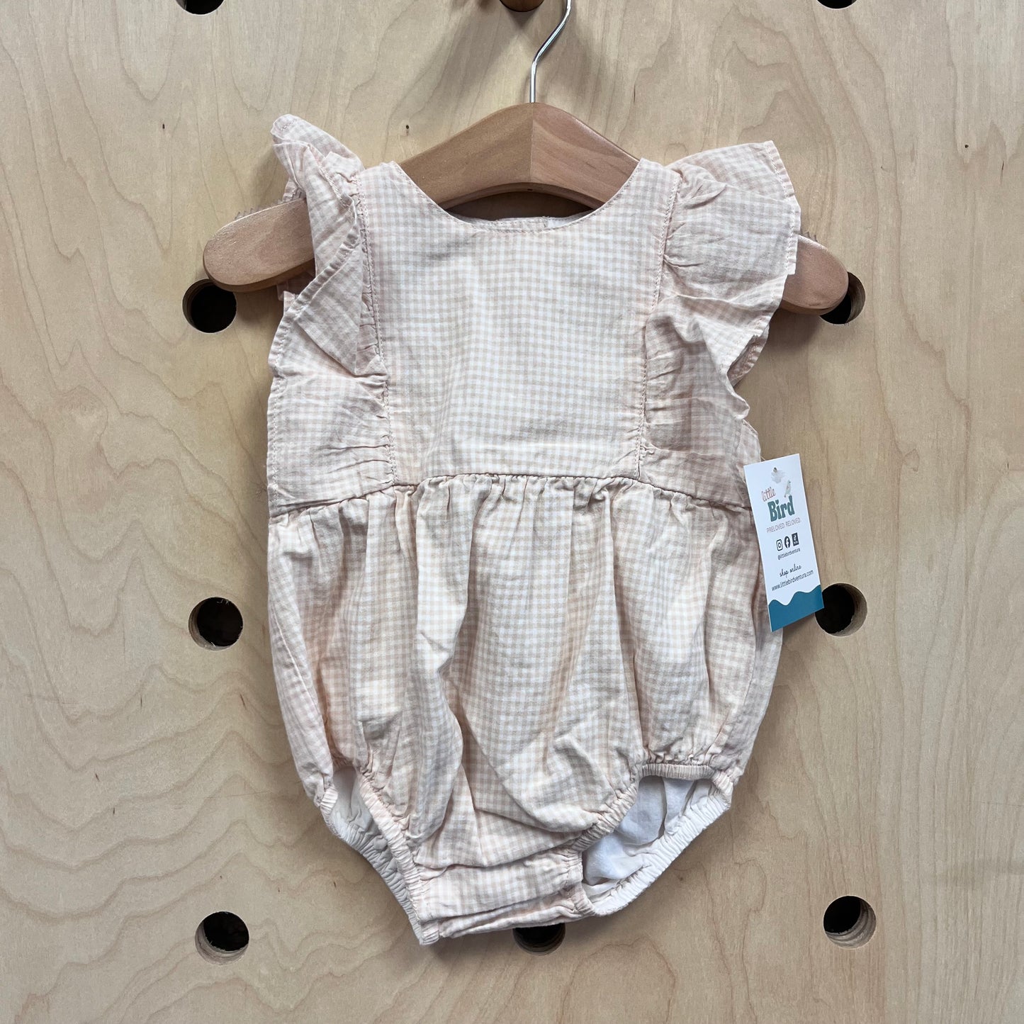 Tan Gingham Romper
