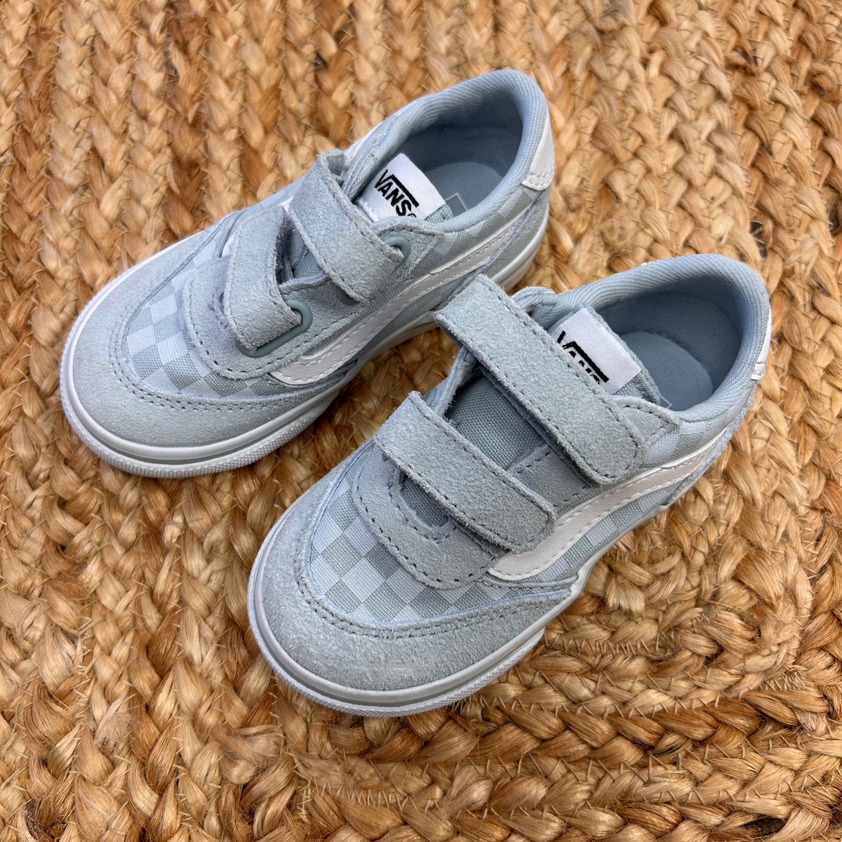Blue Checker & Suede Velcro Shoes NEW!