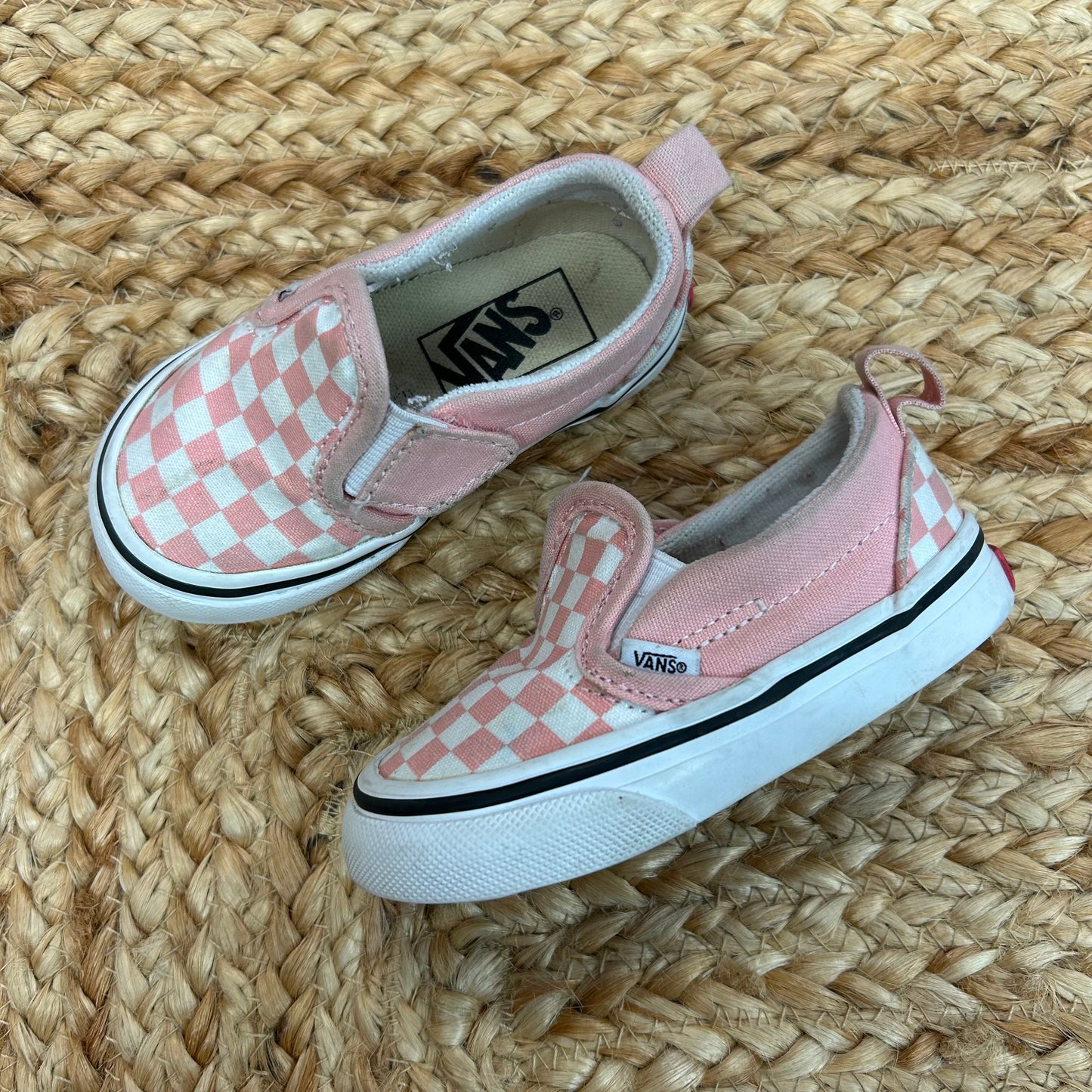 Pink Checkered Slip Ons