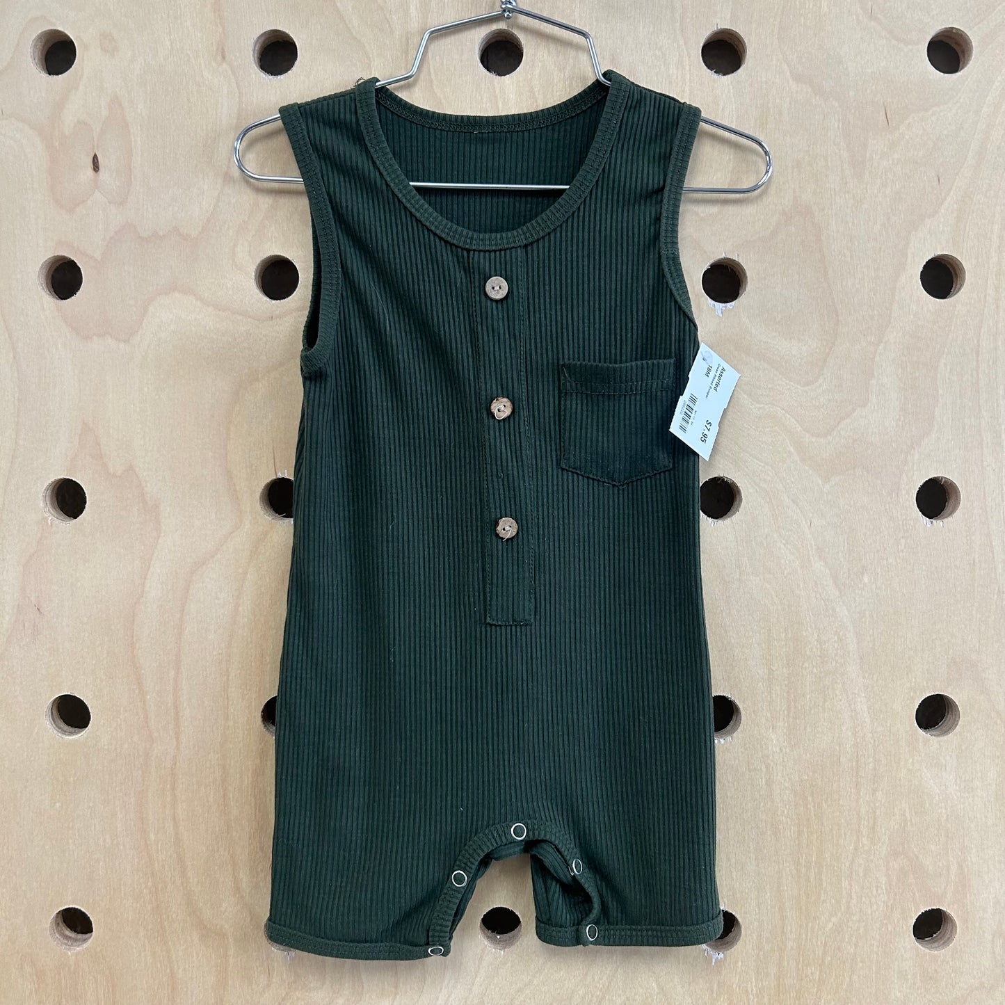 Green Ribbed Romper