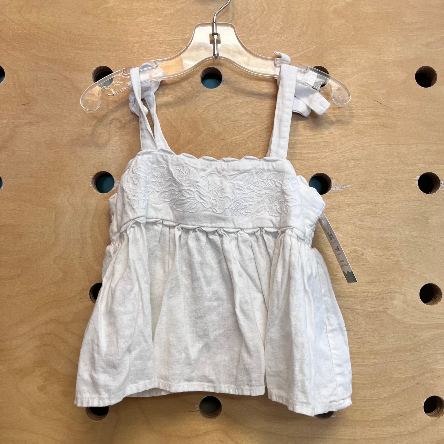 White Embroidered Floral Tank