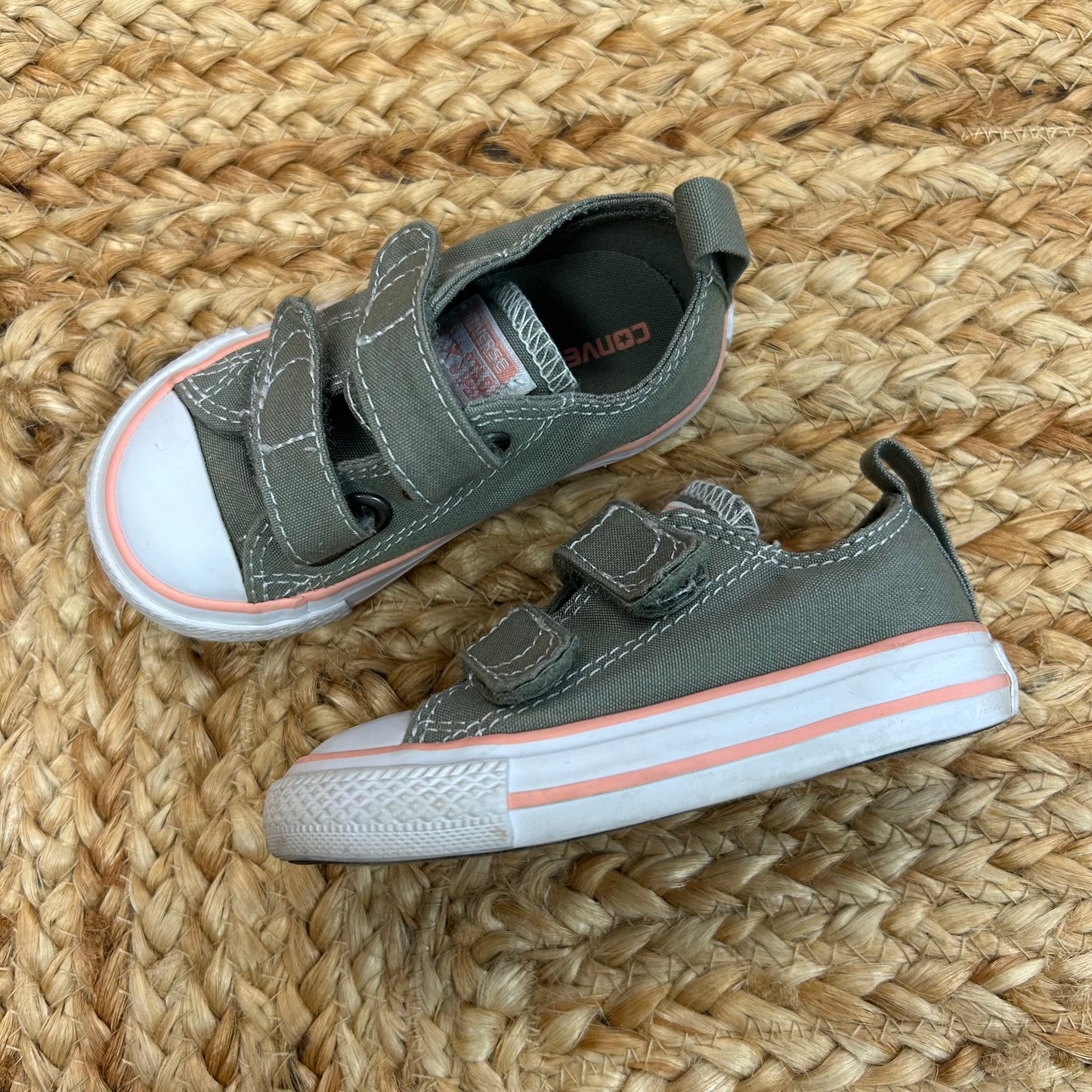 Grey & Pink Velcro Low Tops