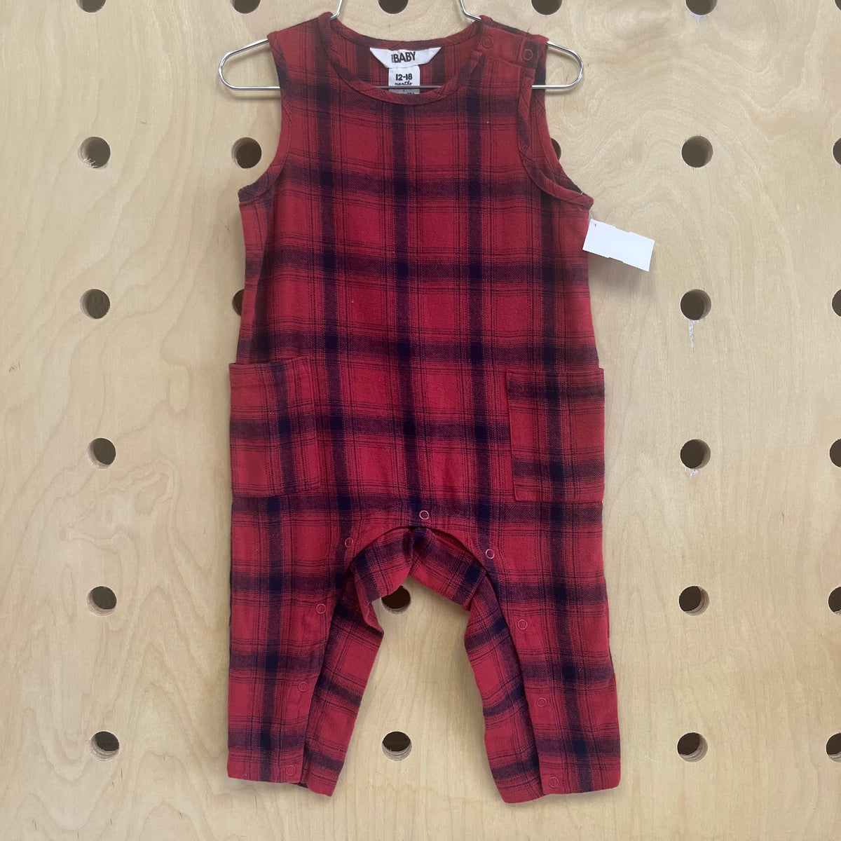 Brick+Navy Plaid Romper