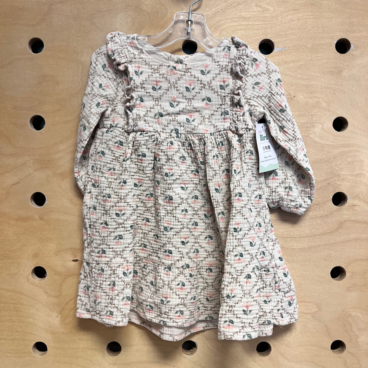 Cream/Pink Floral Gauze Dress