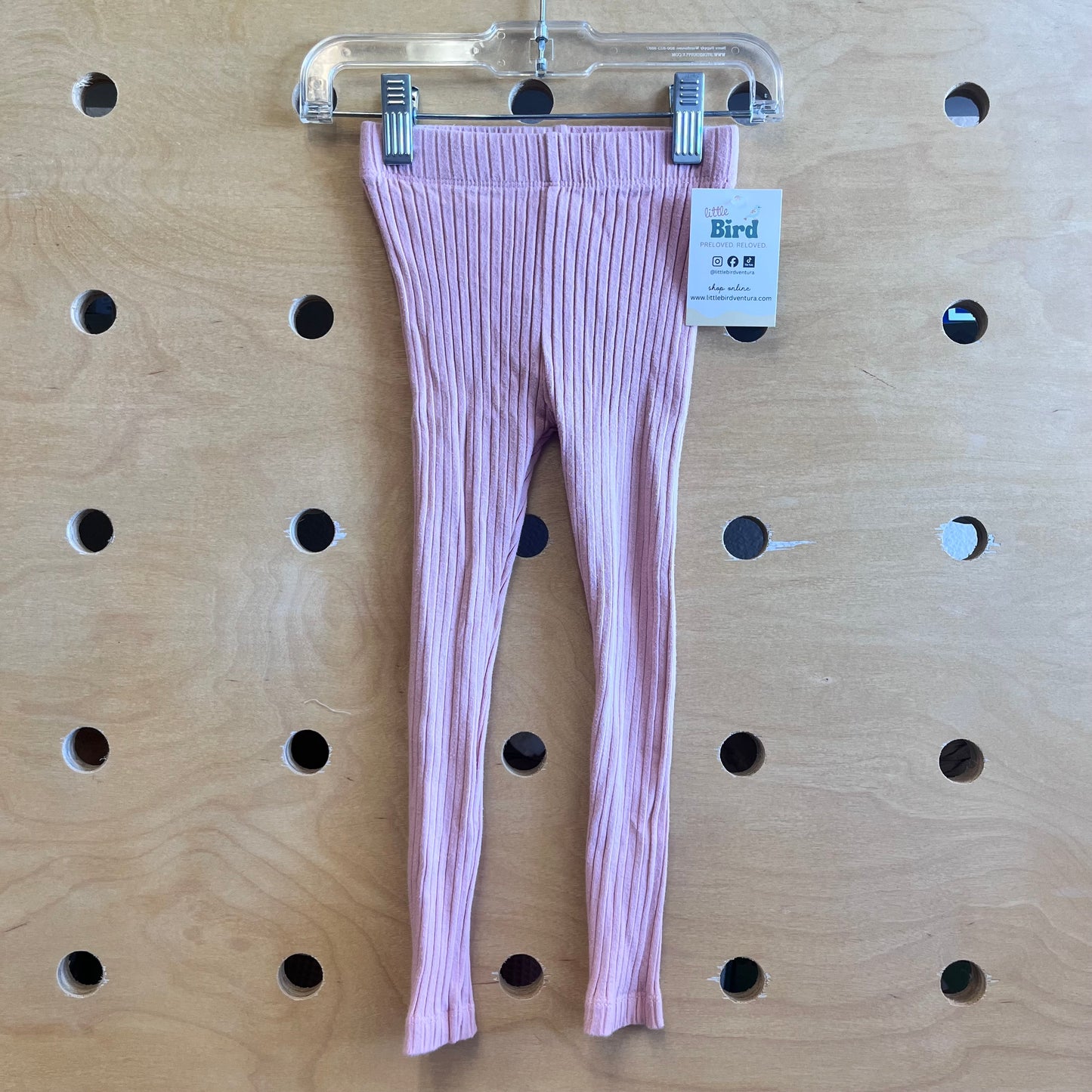 Pink Ribbed Organic Leggings