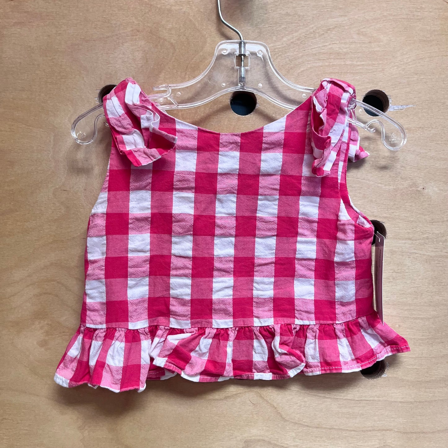 Pink/White Gingham Bow Tank