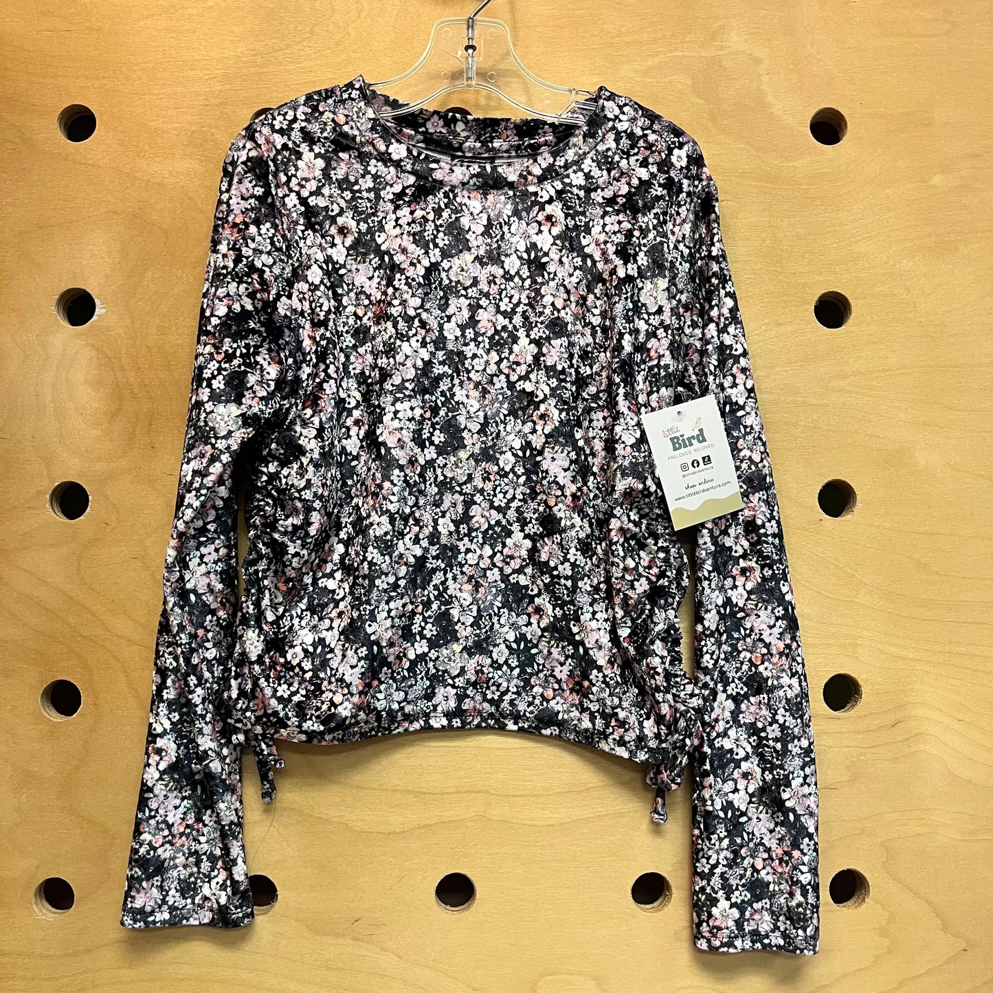 Black Velour Floral Long Sleeve
